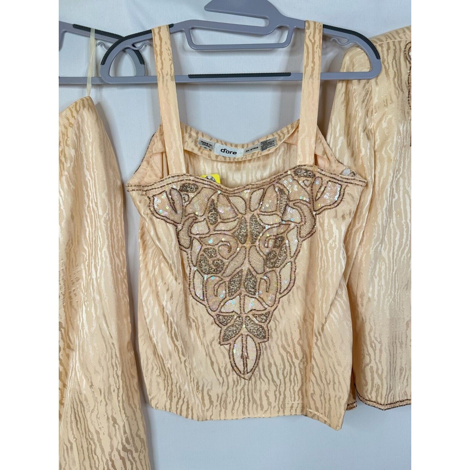 Vintage Vintage D'ore Women's 3 Piece Embroidered Peach Skirt Set Size M / US 6-8 / IT 42-44 - 14 Thumbnail