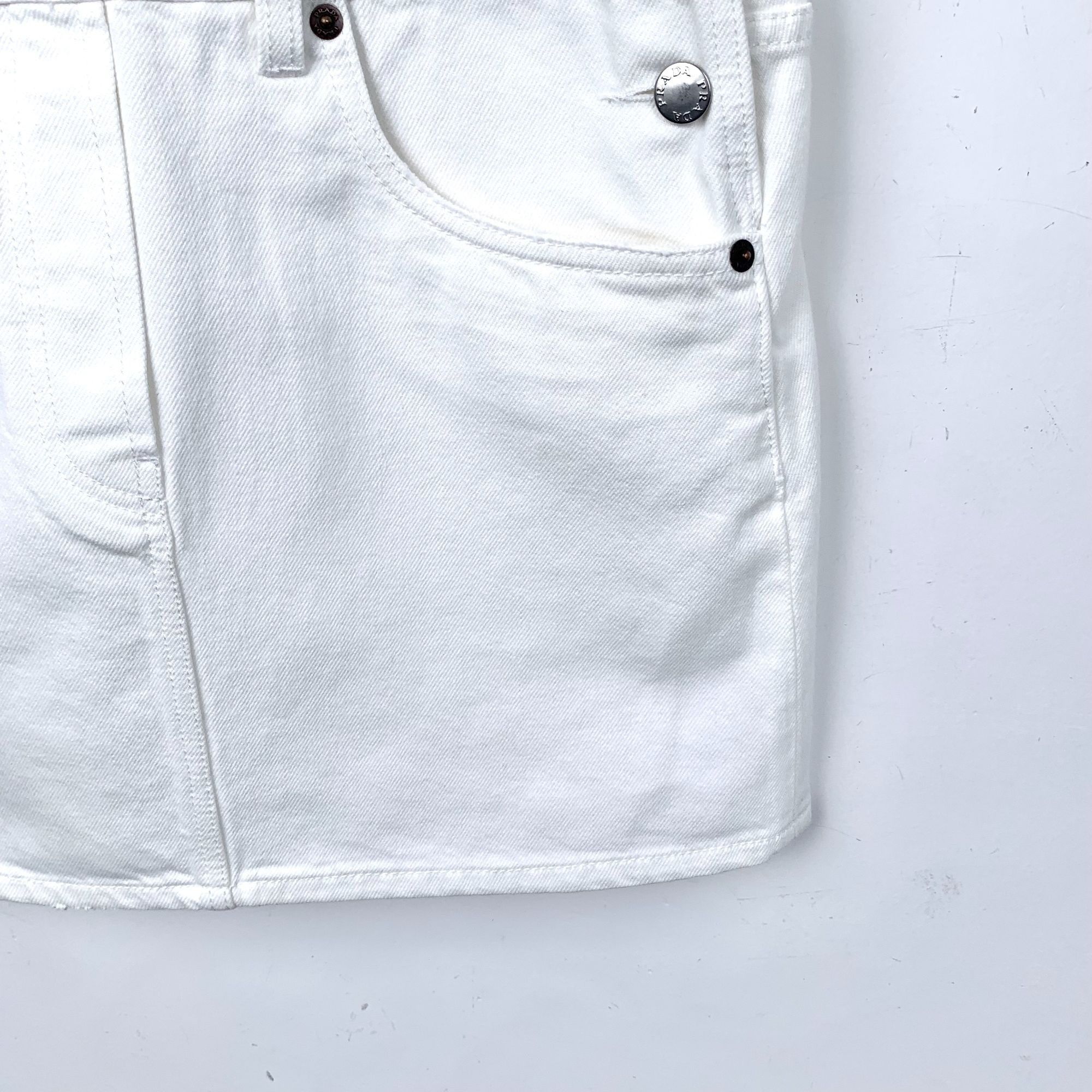 Prada Prada White Triangle Logo Cotton Suspender Dress (Size XS) Size XS / US 0-2 / IT 36-38 - 6 Thumbnail