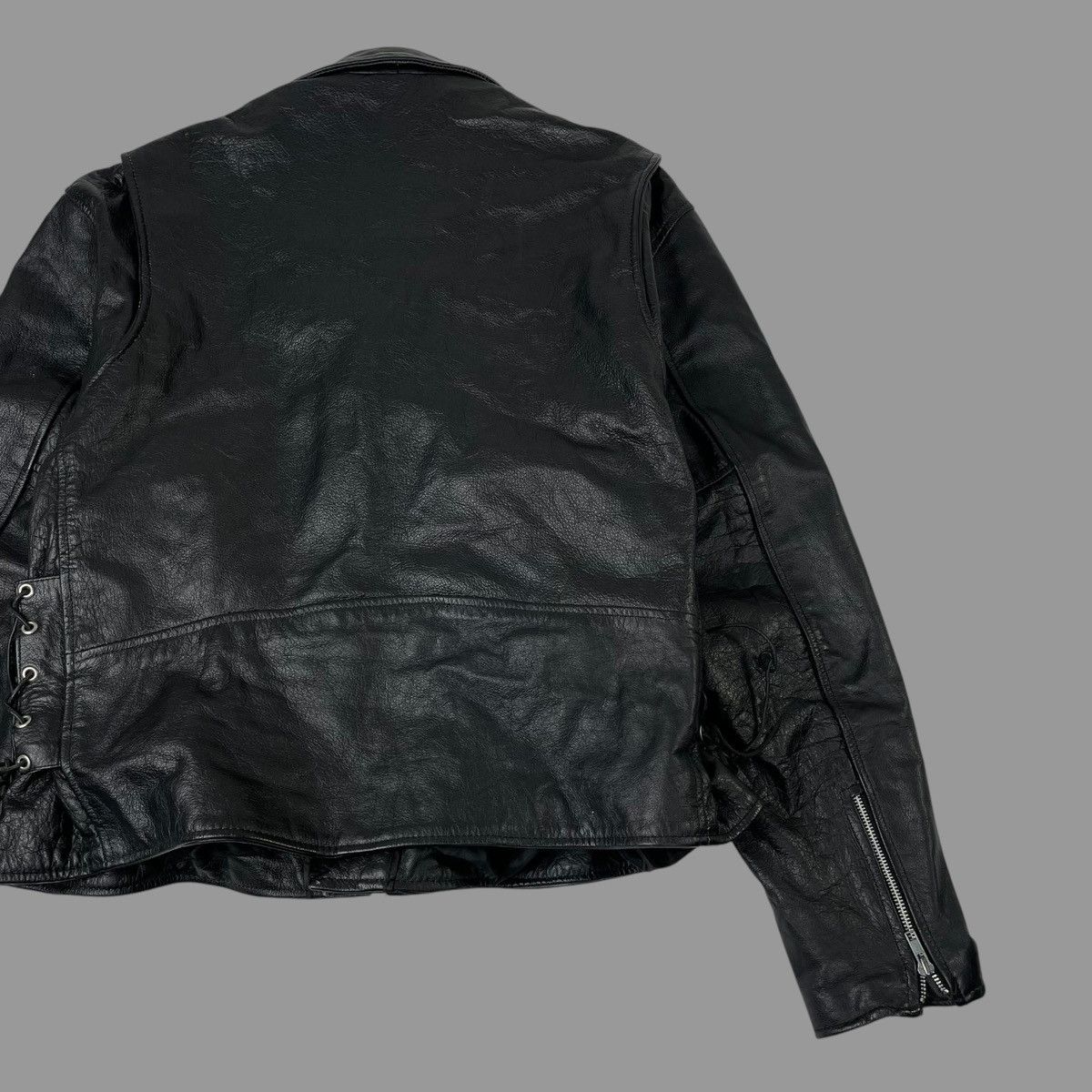 Vintage Vintage 1980s leather zip up biker jacket Size US XL / EU 56 / 4 - 3 Thumbnail