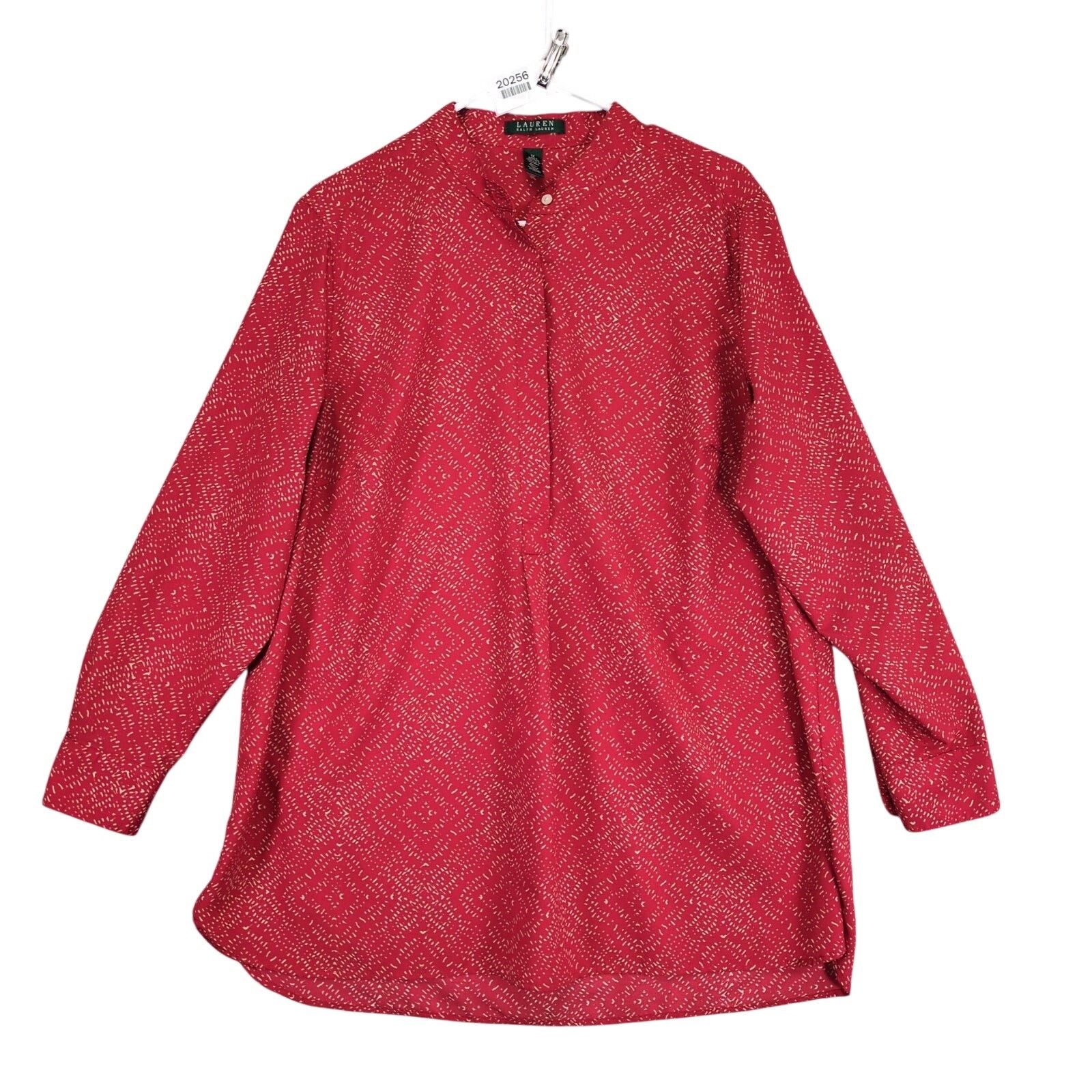 Lauren Ralph Lauren LRL Ralph Lauren Women's 1X Red Geometric Long Sleeve Blouse Size XL / US 12-14 / IT 48-50 - 1 Thumbnail
