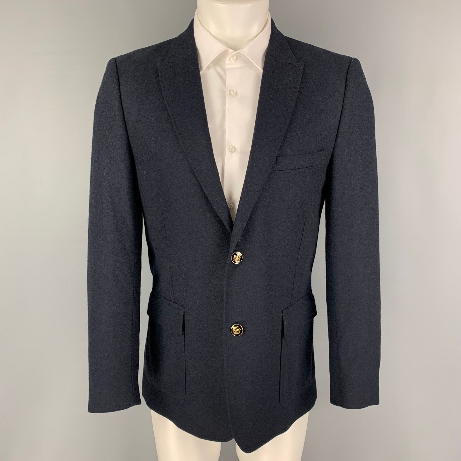 The Kooples THE KOOPLES Size 40 Navy Cashmere Peak Lapel Sport Coat Size 40R - 1 Thumbnail