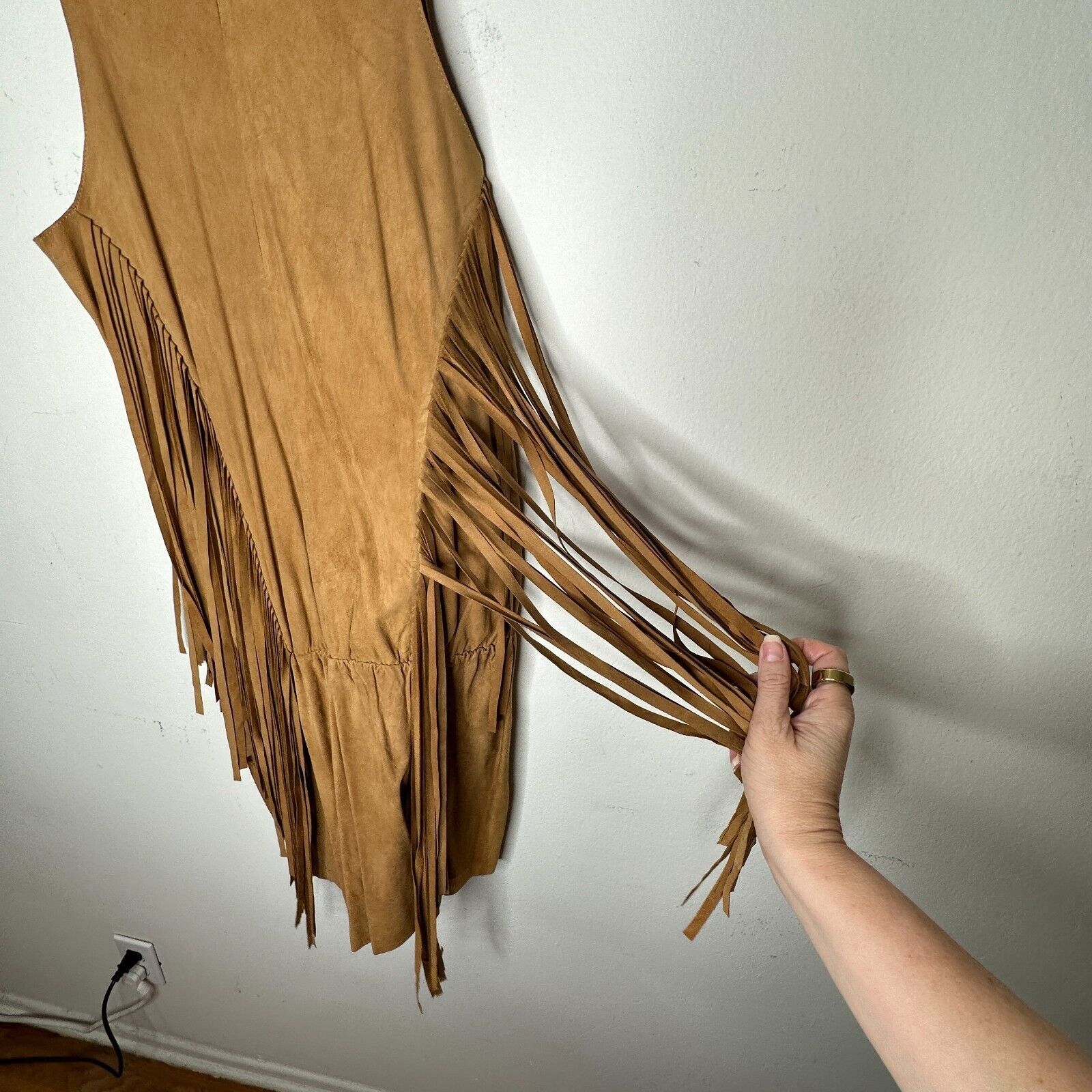 Other Belair Calvi Camel Goat Suede Sleeveless Fringed Dress T2 Size XS / US 0-2 / IT 36-38 - 7 Thumbnail