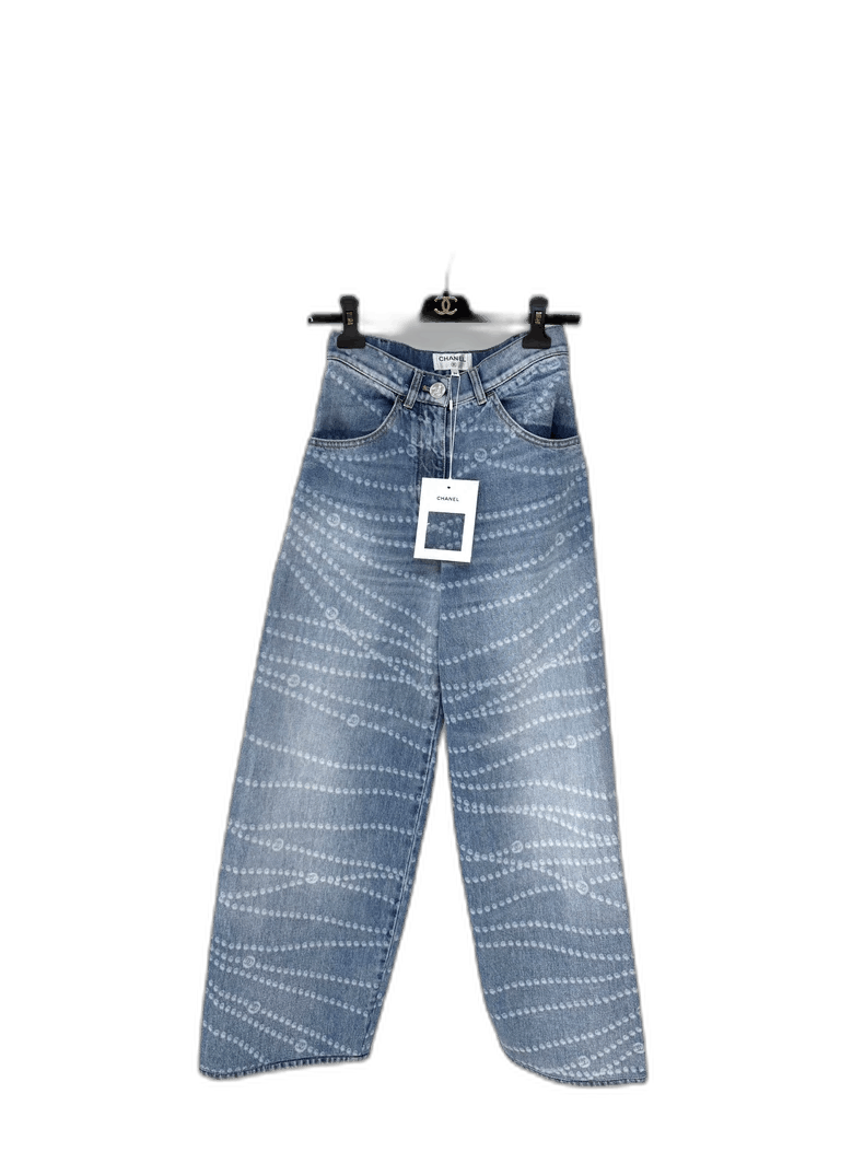 Chanel New Chanel Pearl Wide-Leg Jeans Size 34" / US 12 / IT 48 - 1 Thumbnail