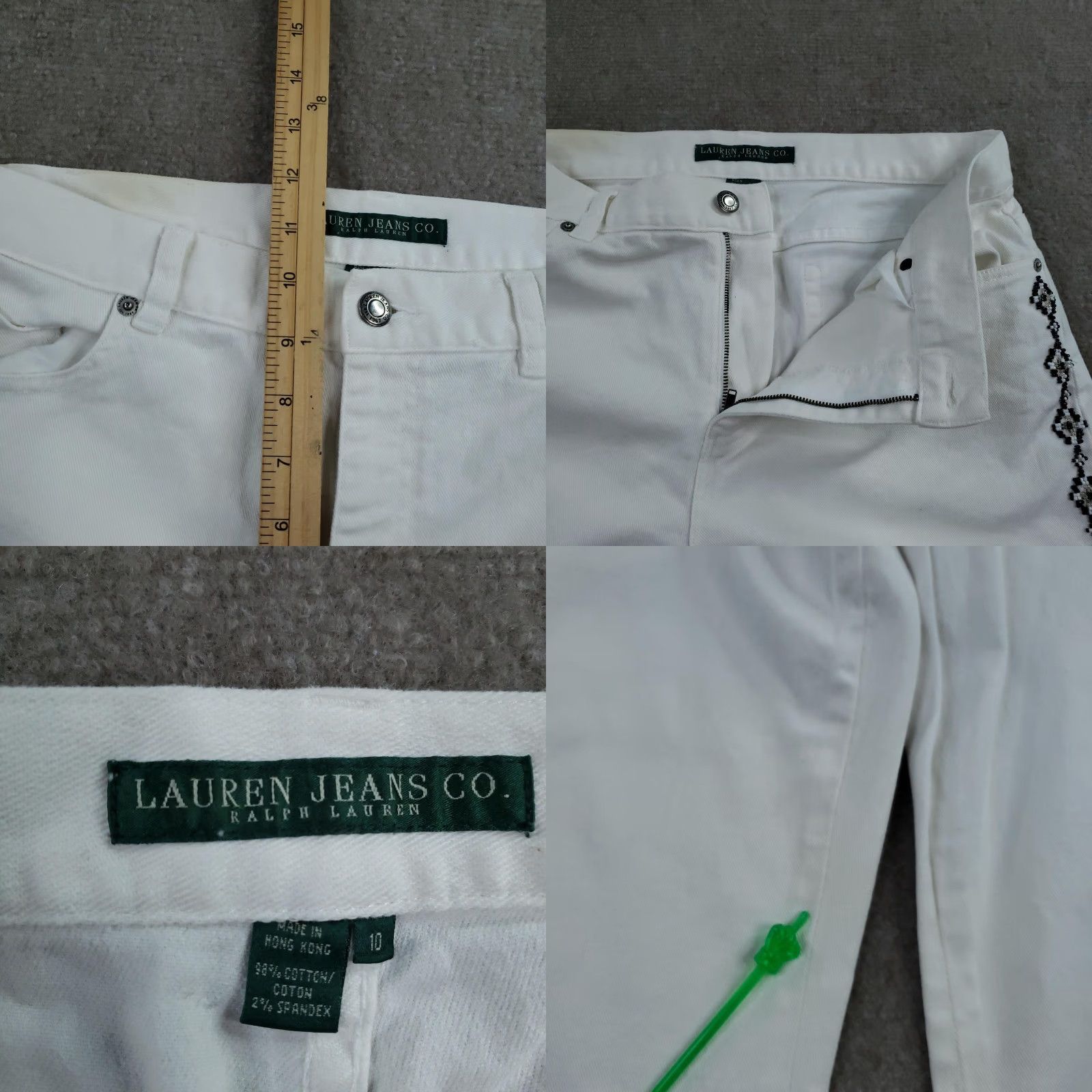 Ralph Lauren Ralph Lauren Jeans Co. Jeans Women 10 White High Rise Beaded Bootcut Shirt? Size 32" / US 10 / IT 46 - 8 Thumbnail