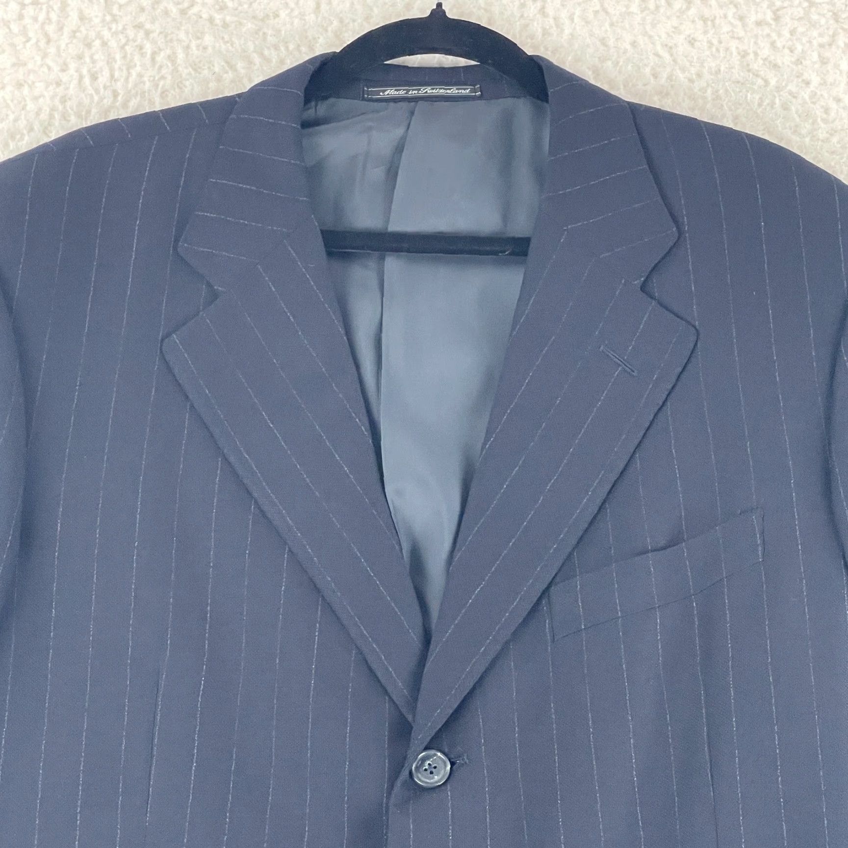 Ermenegildo Zegna Ermenegildo Zegna Blazer Mens Size 44 Blue Striped Three-Button 2 Piece Jacket Suit Long Size 44R - 3 Thumbnail
