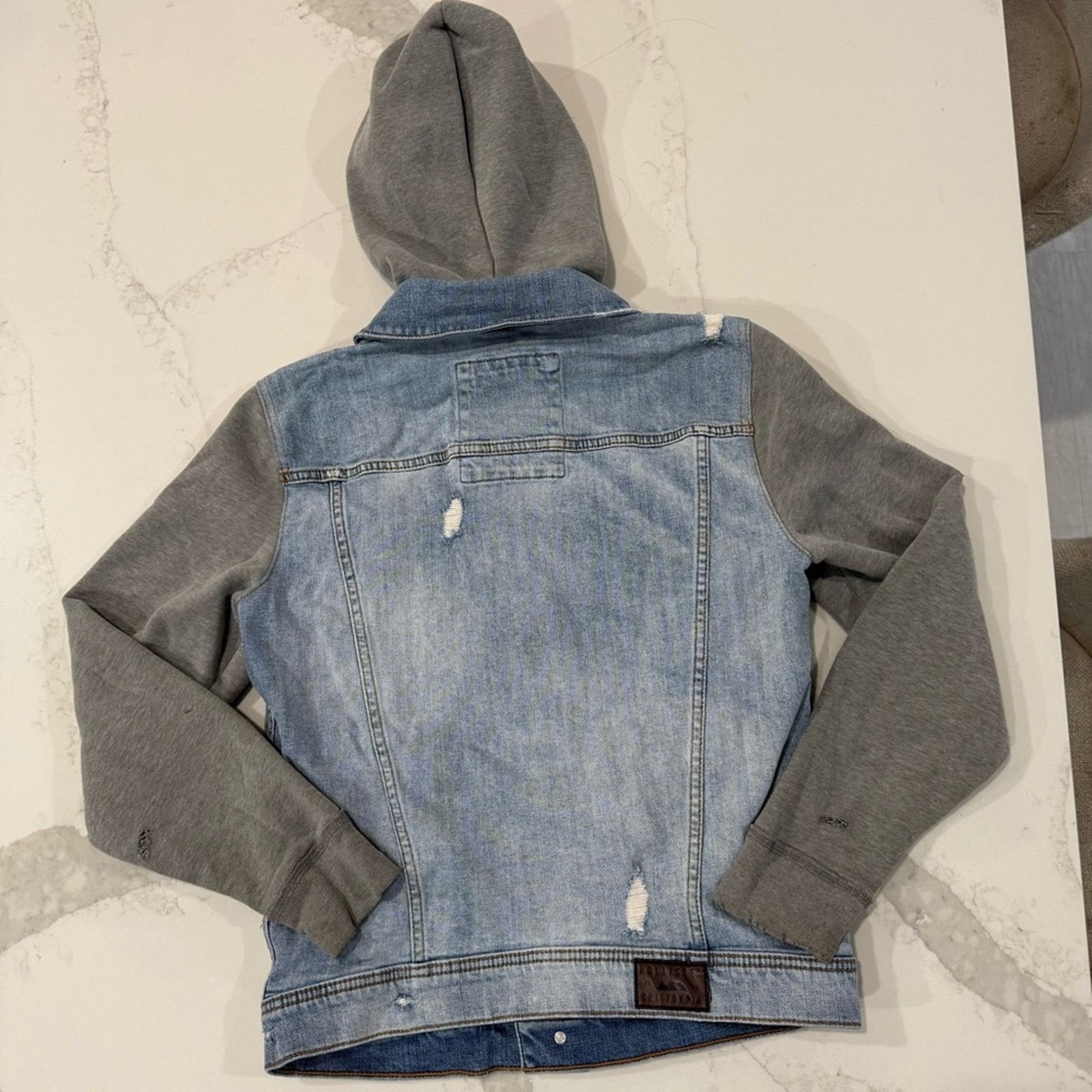 Hollister Hollister Distressed Denim Jersey Hooded Jacket Womens Small Size S / US 4 / IT 40 - 6 Thumbnail