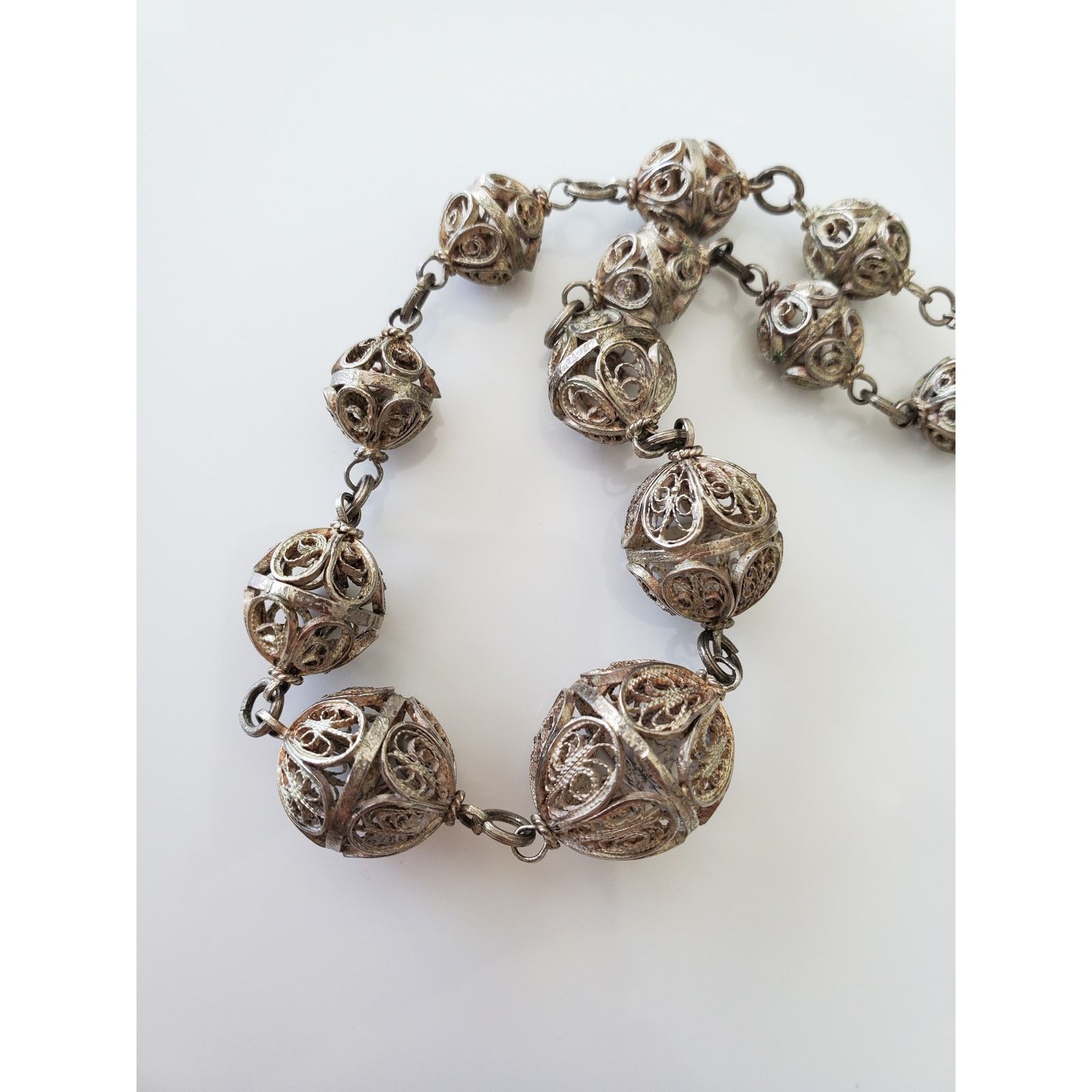 Other Vintage Byzantine Silver Graduated Filigree Bead Necklace Size ONE SIZE - 3 Thumbnail