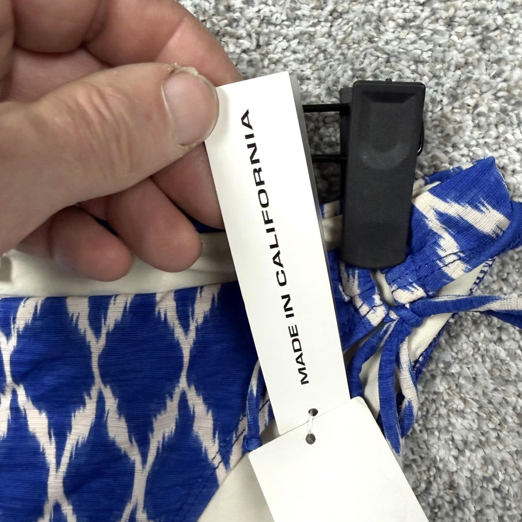 Vintage Robin Piccone Bikini Bottom L Blue Ikat Side Tie Coastal Resort Swimwear Chic Women Size 36" / US 14 / IT 50 - 3 Thumbnail