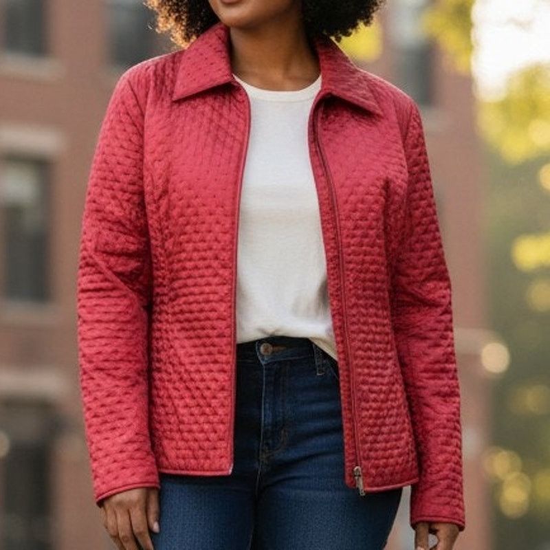 Robert Talbott × Vintage Talbots Quilted Puffer Jacket Full Zip 14 Light Insulated Size XL / US 12-14 / IT 48-50 - 1 Thumbnail