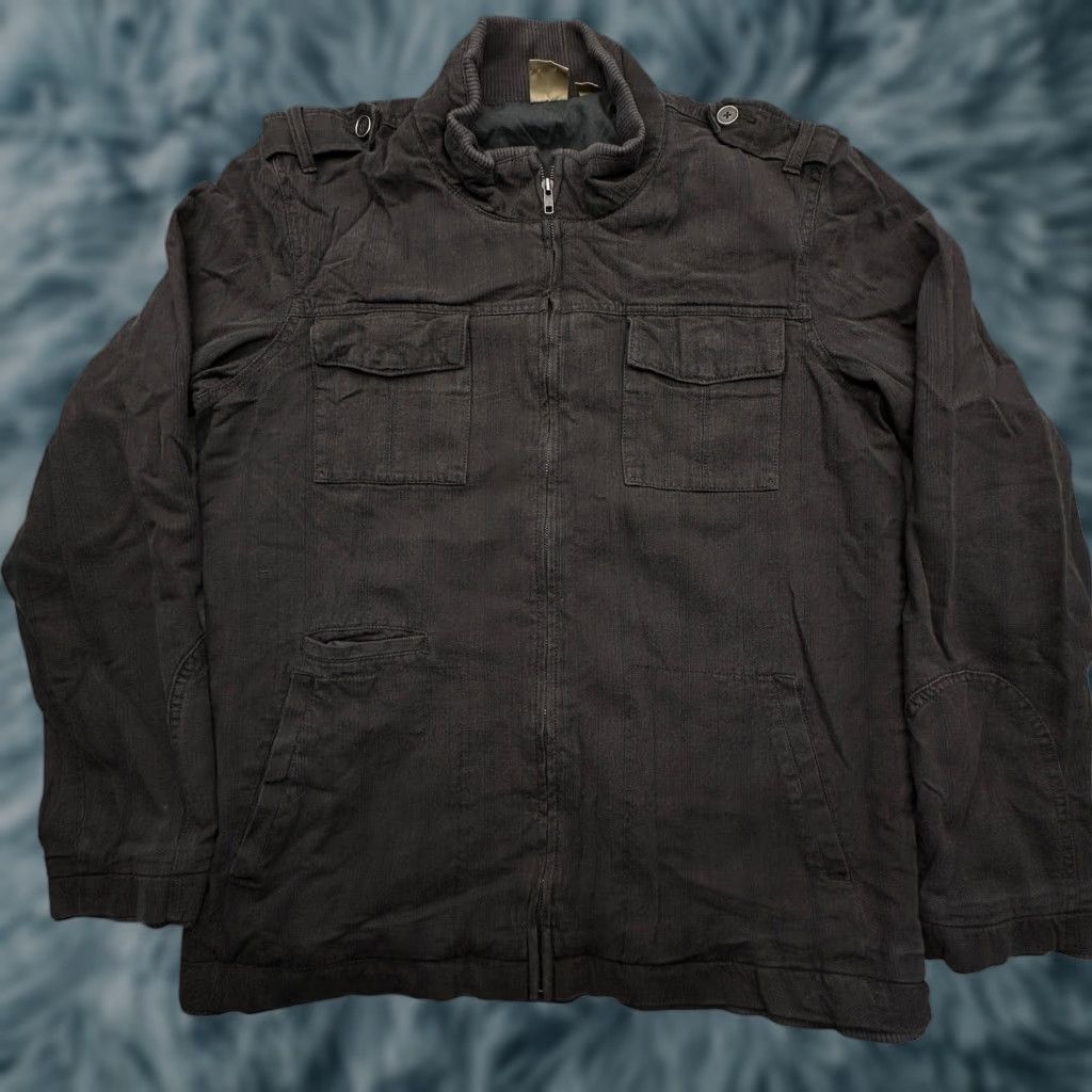 Vintage All-Son Jacket Striped Mens XL Zip Pockets Long Sleeve Shacket Military Black Size US XL / EU 56 / 4 - 1 Thumbnail