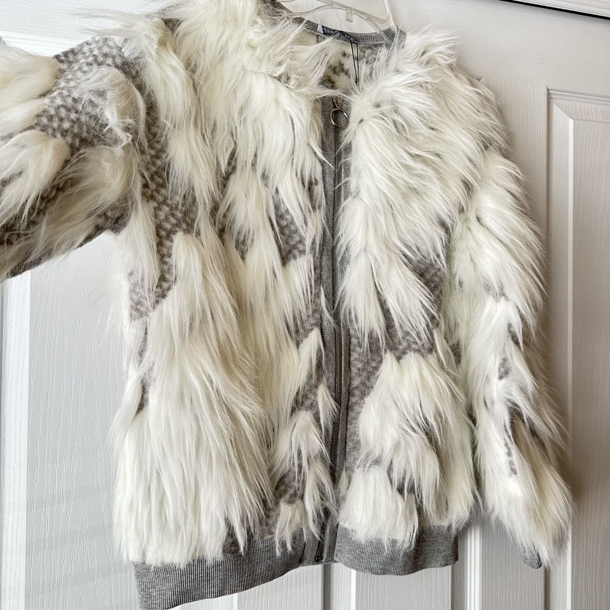 Zara New Zara Faux Fur White Gray Jacket Small 5584/214 RARE Size S / US 4 / IT 40 - 4 Thumbnail