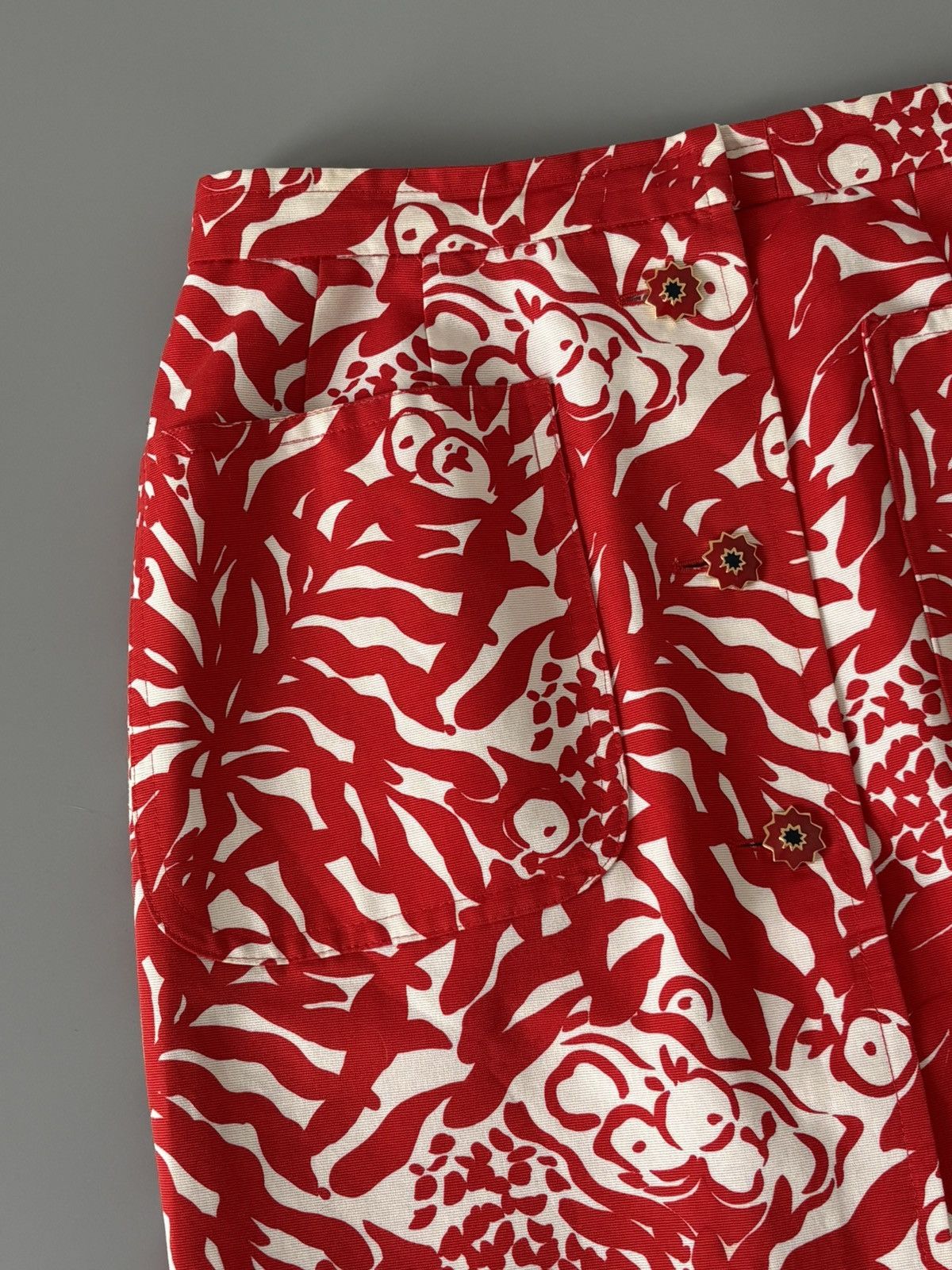 Yves Saint Laurent YSL Rive Gauche S/S 1994 Archive Printed Pencil Skirt Red M Size 27" / US 4 / IT 40 - 11 Thumbnail