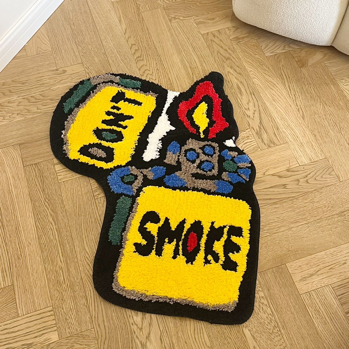 Designer × Homemade Yellow Lighter Flocking Rug Carpet Size ONE SIZE - 6 Thumbnail