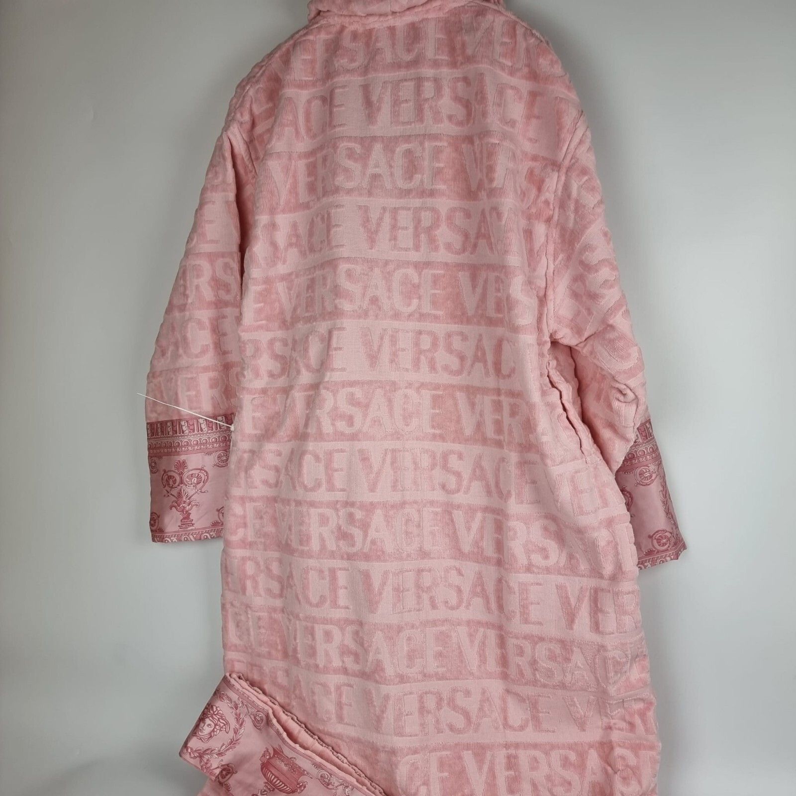 VERSACE Baroque And Greca Light Pink Long Unisex Bathrobe Ne