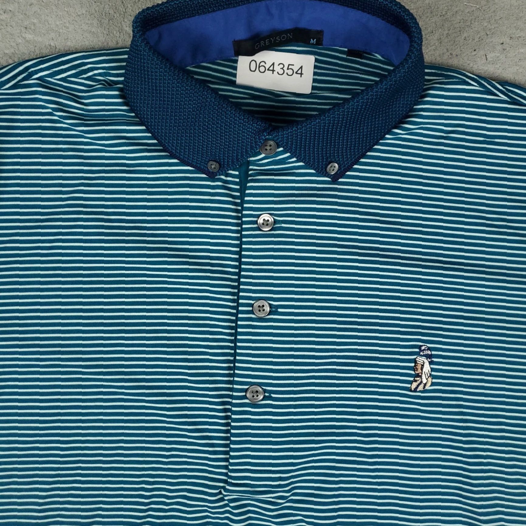 Vintage Greyson Polo Shirt Mens Size Medium Teal Striped Wolf Golf Casual Short Sleeve Polo Size US M / EU 48-50 / 2 - 2 Thumbnail
