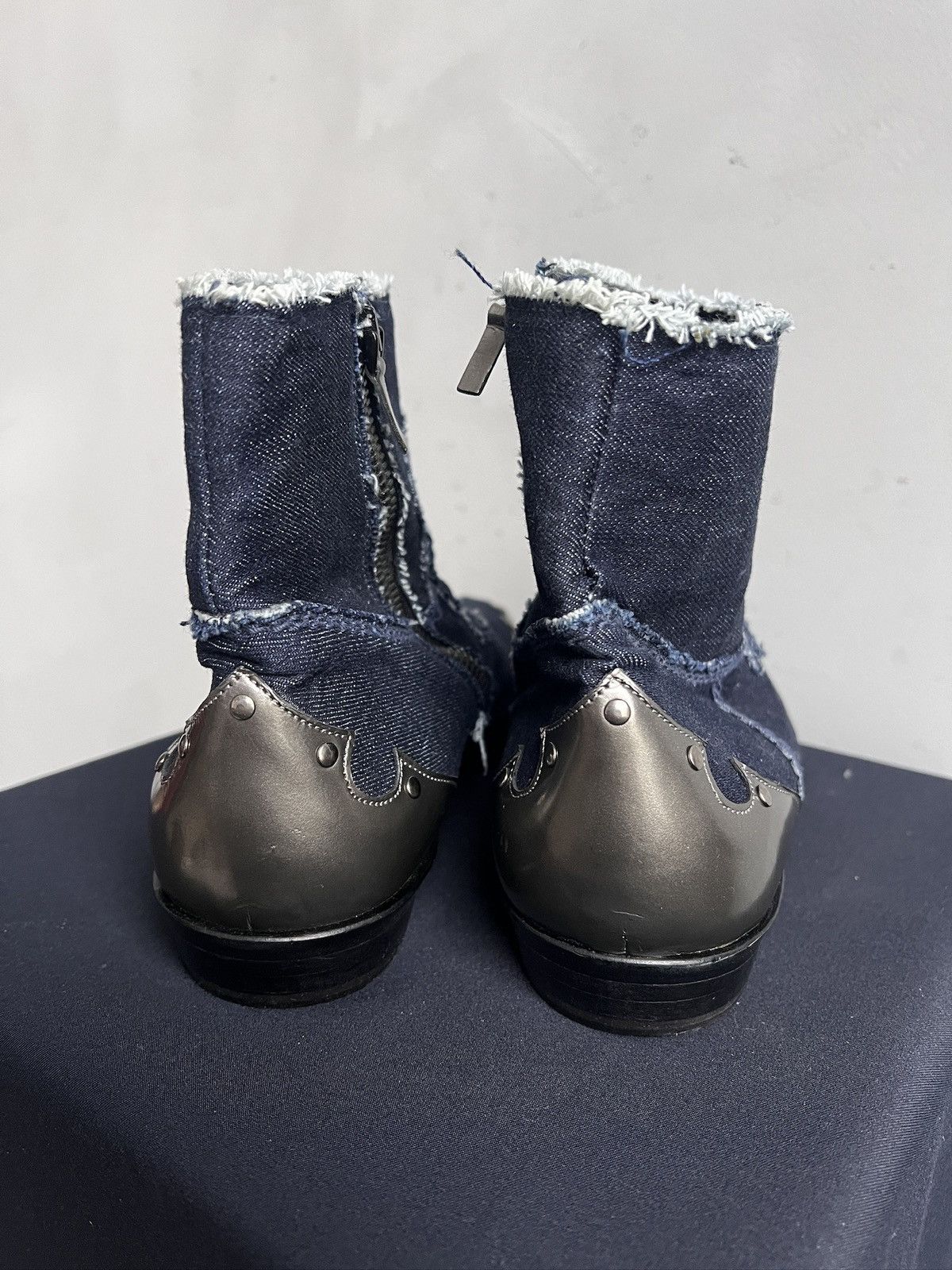 Western Rise Italy western style denim moto boots fashion style Size US 9 / EU 42 - 9 Thumbnail