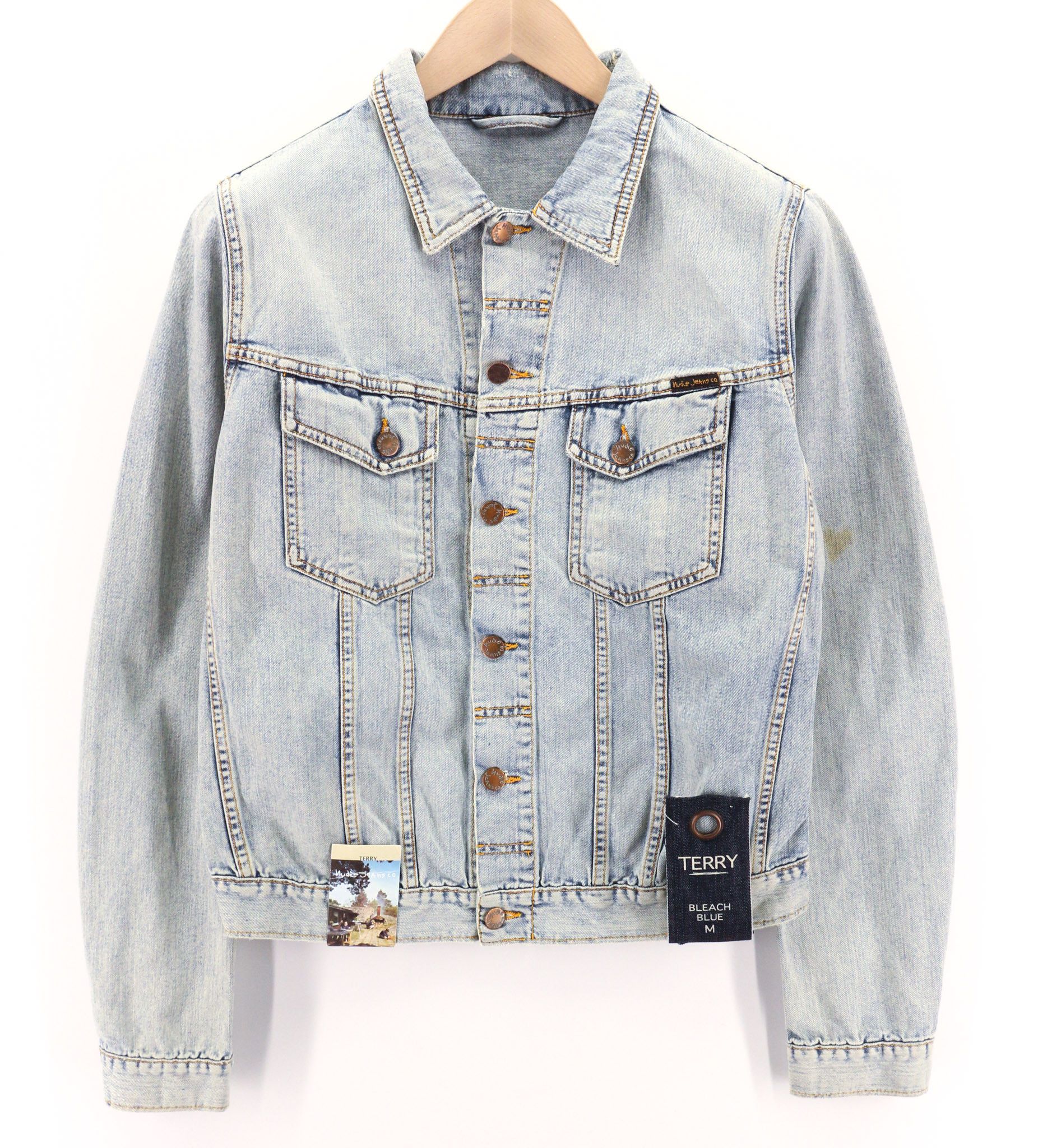 TERRY M Denim Bleach Washed Cotton Jacket 80761