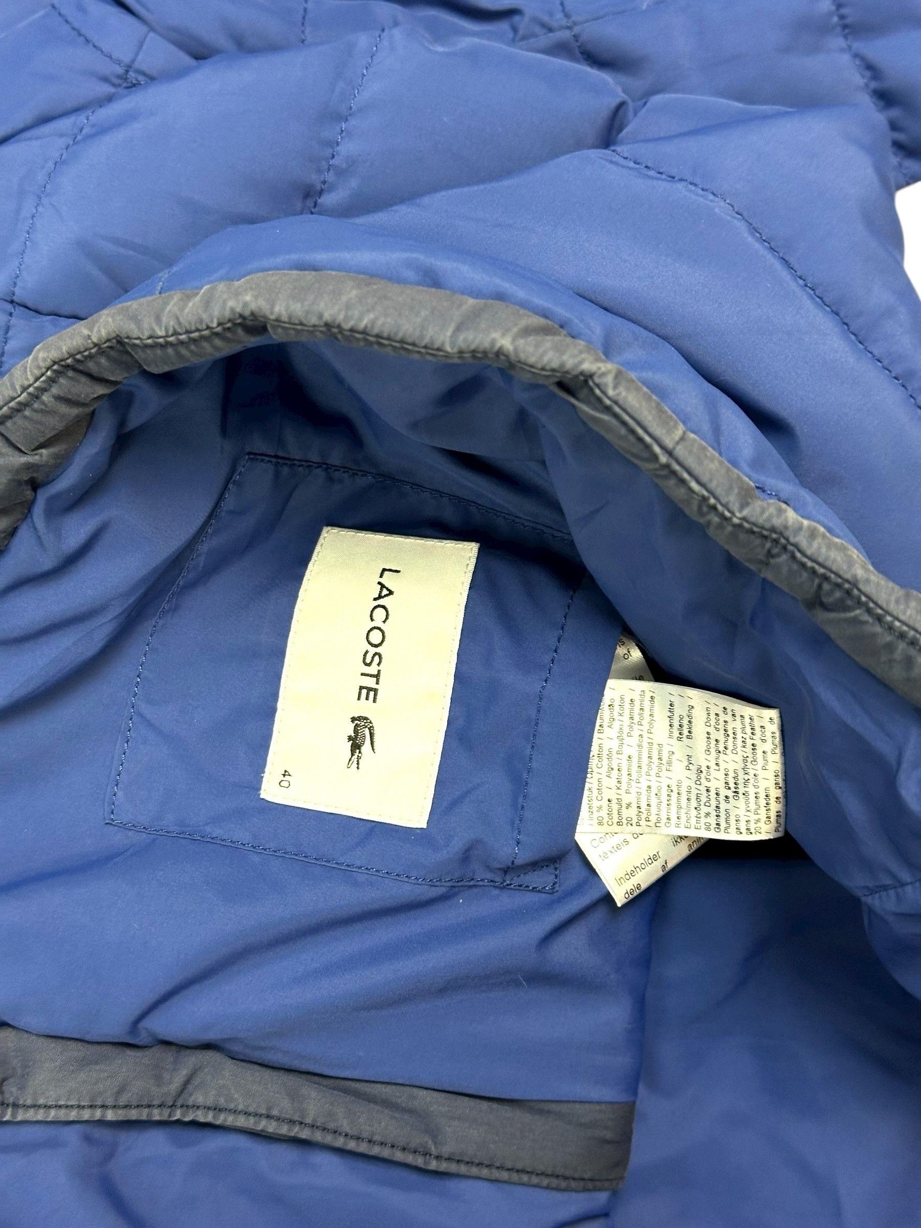 Lacoste Lacoste Blue Crocodile Down Hooded Winter Jacket Size M / US 6-8 / IT 42-44 - 4 Thumbnail