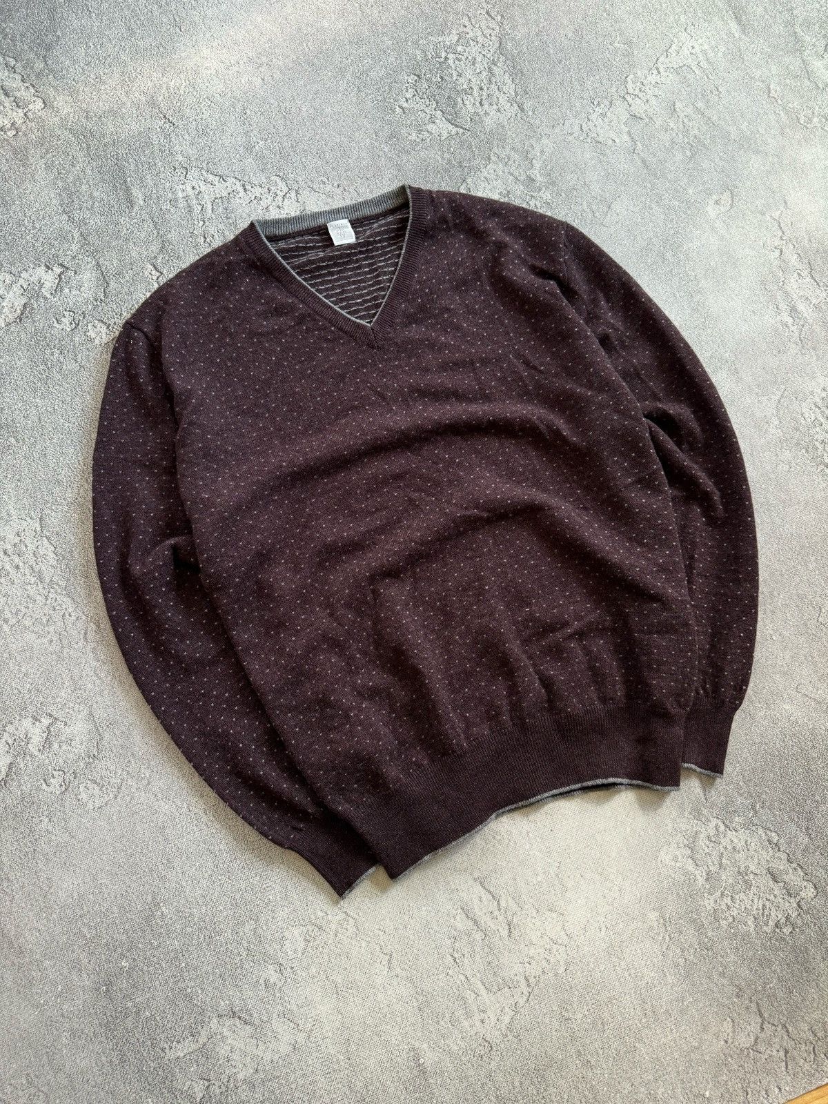 Eleventy Eleventy Cashmere V Neck Sweater Printed Platinum Size L Size US L / EU 52-54 / 3 - 2 Thumbnail