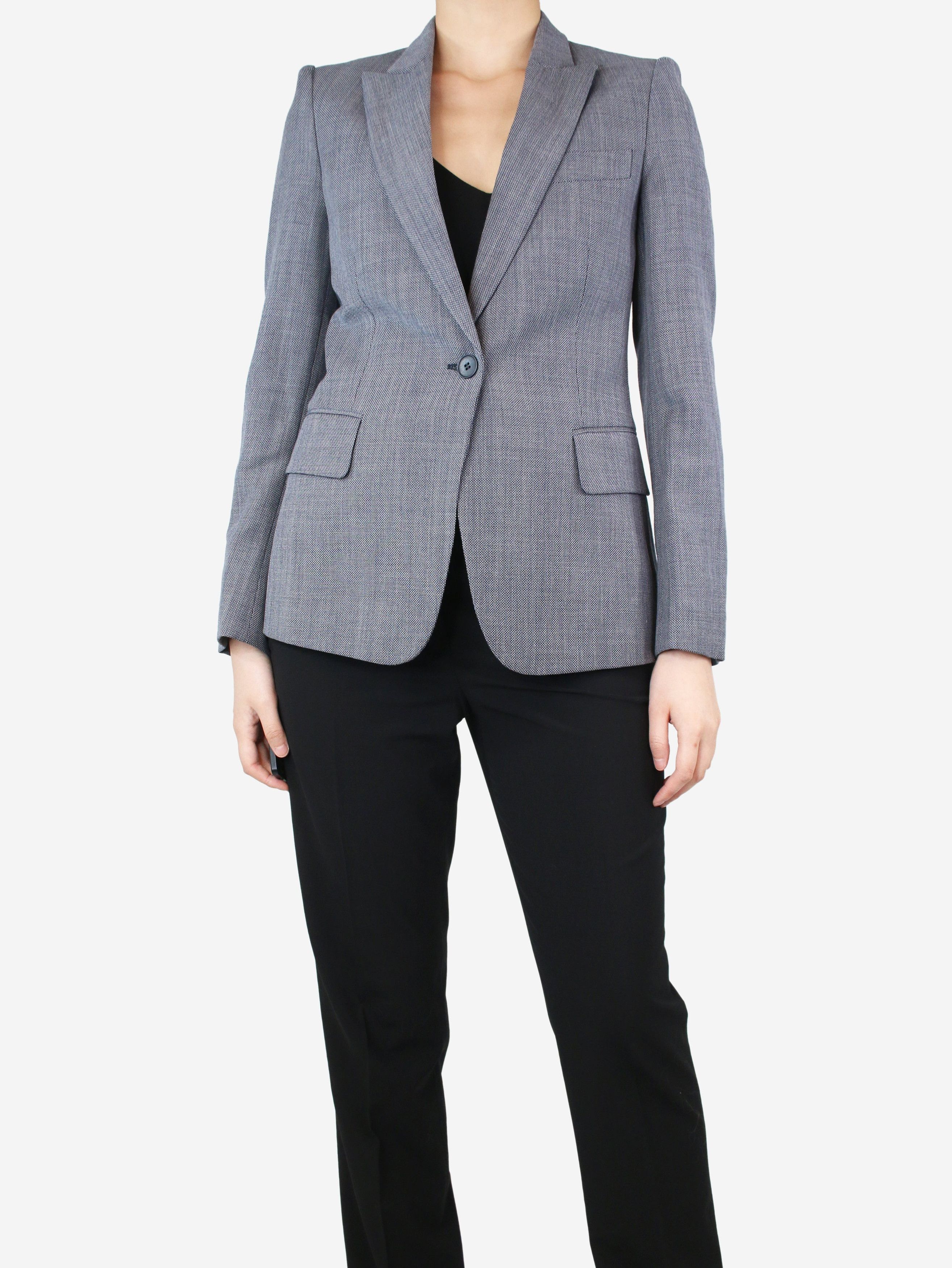 image of Stella Mccartney Blue Wool Single-Buttoned Blazer - Size Uk 8, Women's