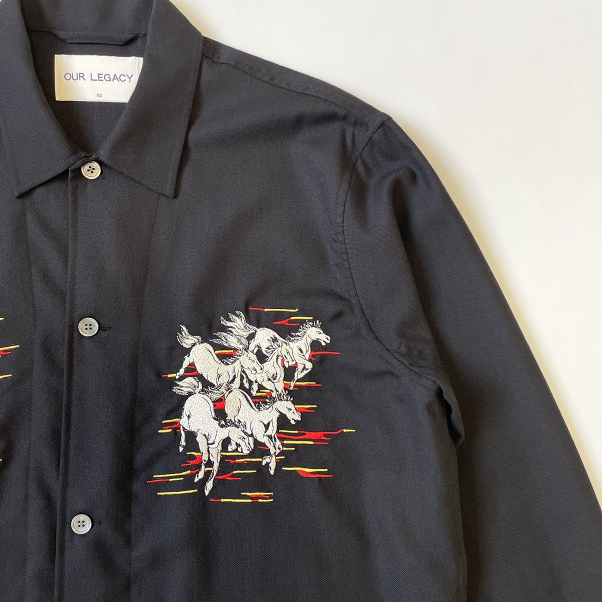 Our Legacy ‘Mustang’ Horse Embroidered Wool Box Shirt Size US M / EU 48-50 / 2 - 6 Thumbnail