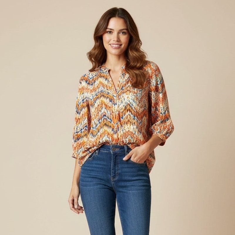 Amanda Uprichard Amanda Uprichard 100% Silk blouse zip Chevron Popover Size S / US 4 / IT 40 - 1 Thumbnail