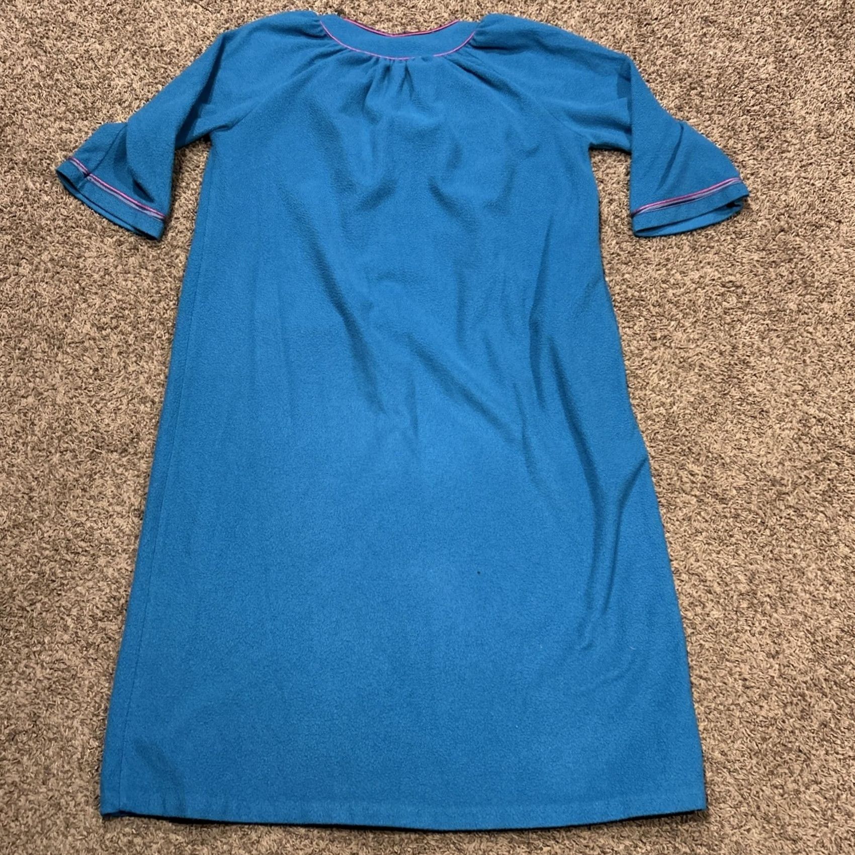 Altea VINTAGE Appel Maxi Robe House Coat Women's Teal Pockets Fleece Retro 3X Robe Women Teal Polyester Satin Trim Quilted Yoke 3X Size ONE SIZE - 6 Thumbnail