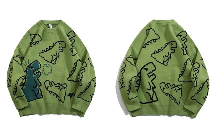 Japanese Brand × Vintage Sweater Men Harajuku Knitted Hip Hop Dinosaur Cartoon Size US M / EU 48-50 / 2 - 3 Thumbnail