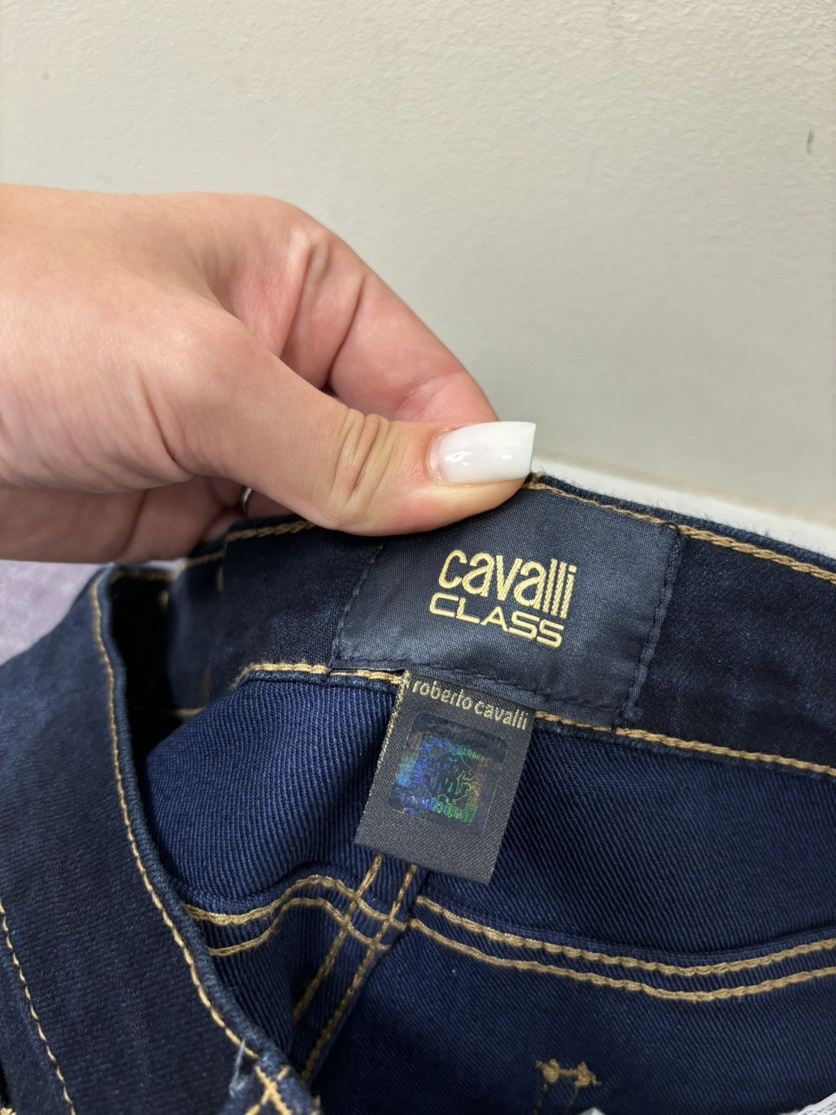 Cavalli Class Roberto Cavalli Class Women’s Rhinestones Navy Denim Jeans Size 26" / US 2 / IT 38 - 13 Thumbnail