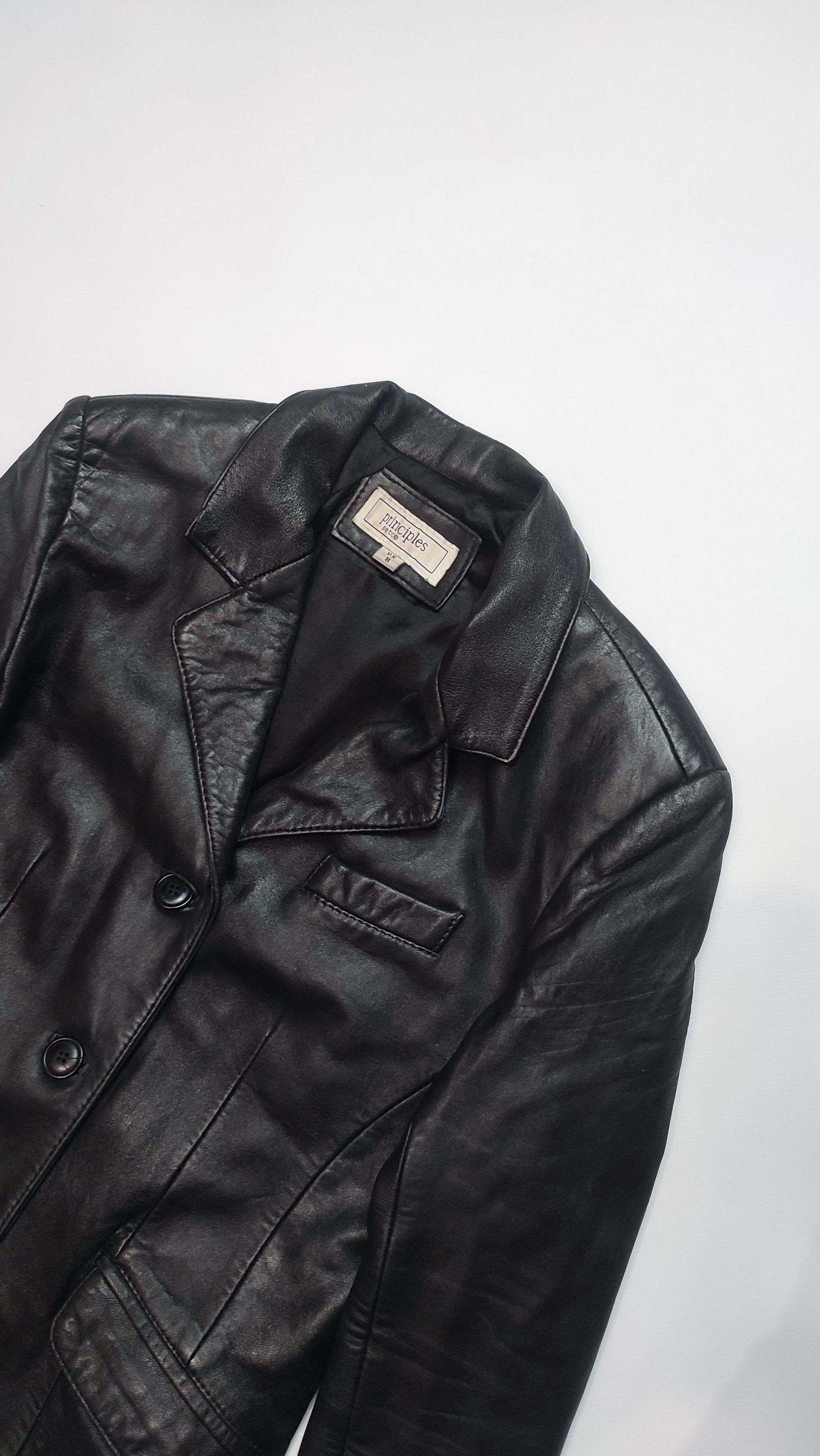 Pre-owned Vintage Leather Blazer In Black