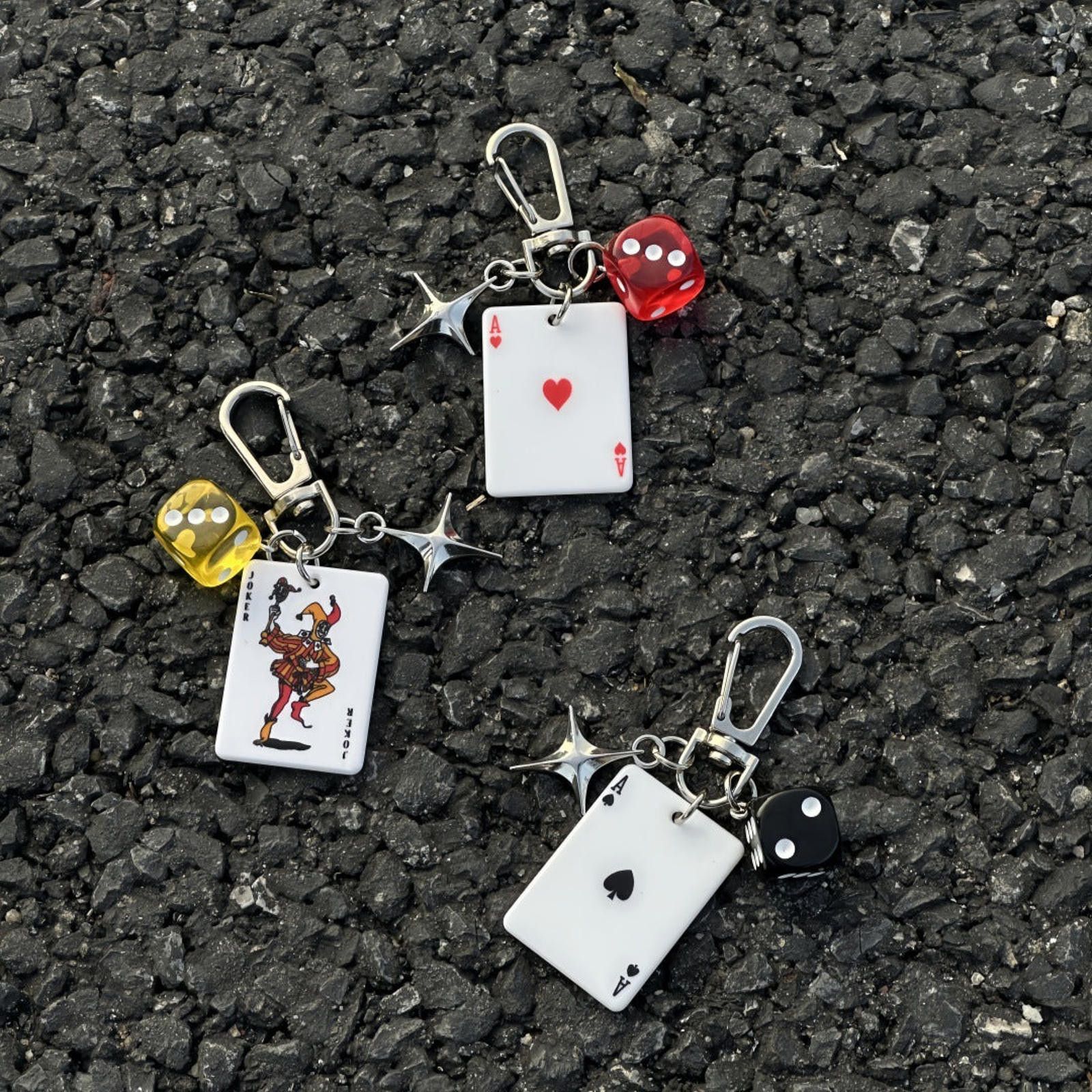 Jewelry Playing Card & Dice Keychain, Poker Charm Accessories Size ONE SIZE - 2 Thumbnail