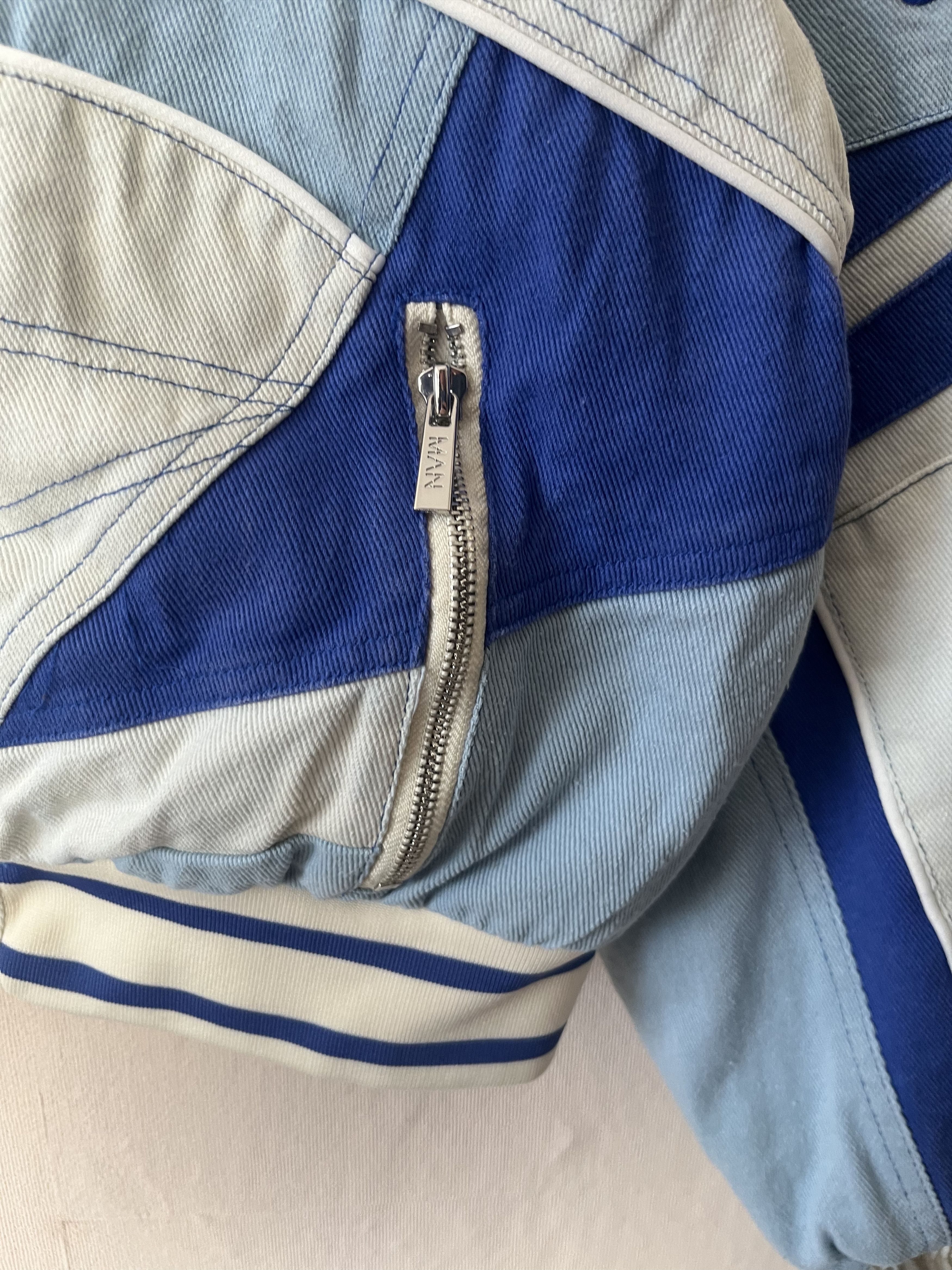 Boohoo Boohooman Racing Bomber Jacket White Blue Size S Size US S / EU 44-46 / 1 - 9 Thumbnail