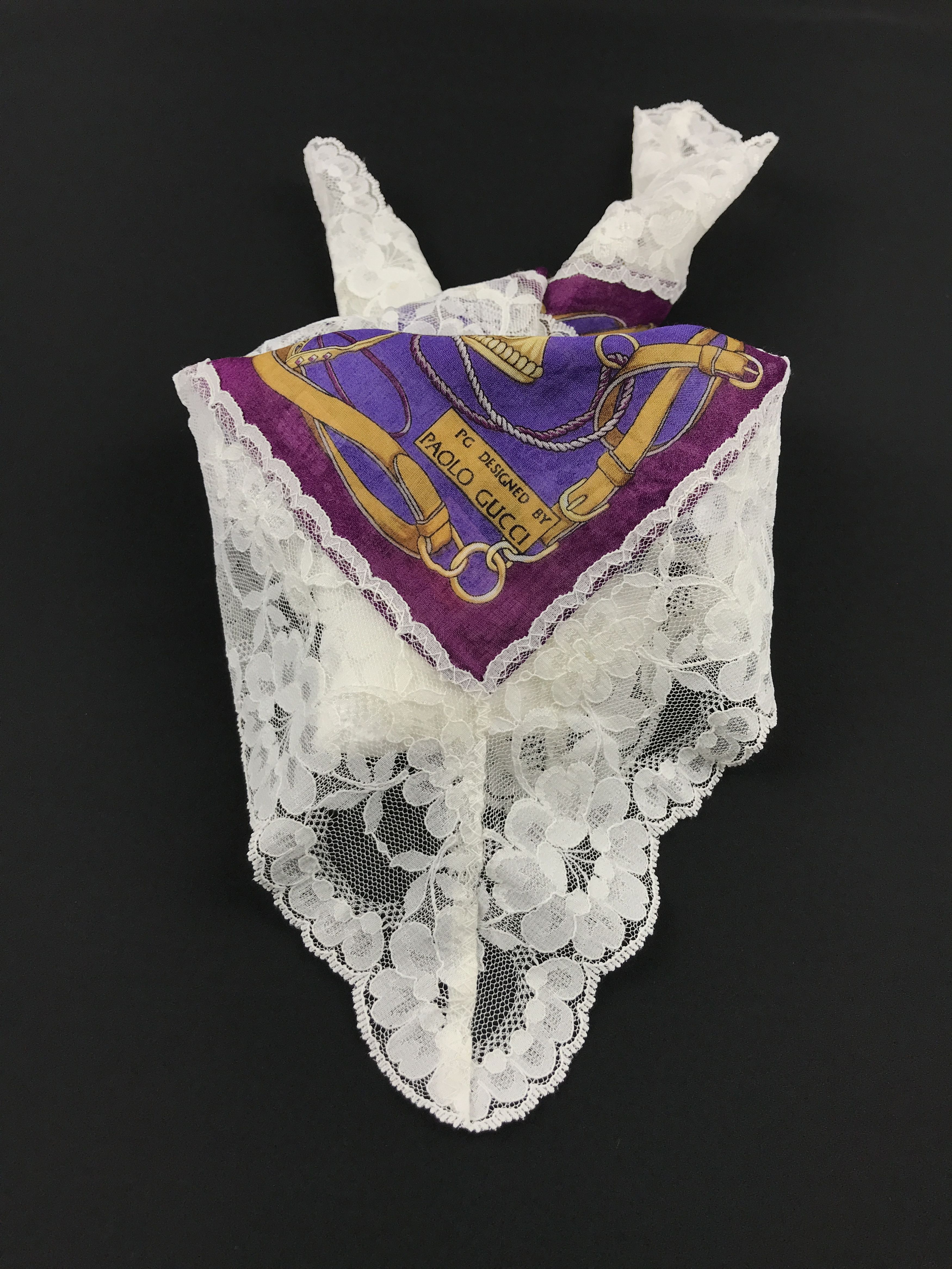 Paolo Gucci × Vintage Paolo Gucci Embroidery Bandana Neckerchief Handkerchief Size ONE SIZE - 3 Thumbnail