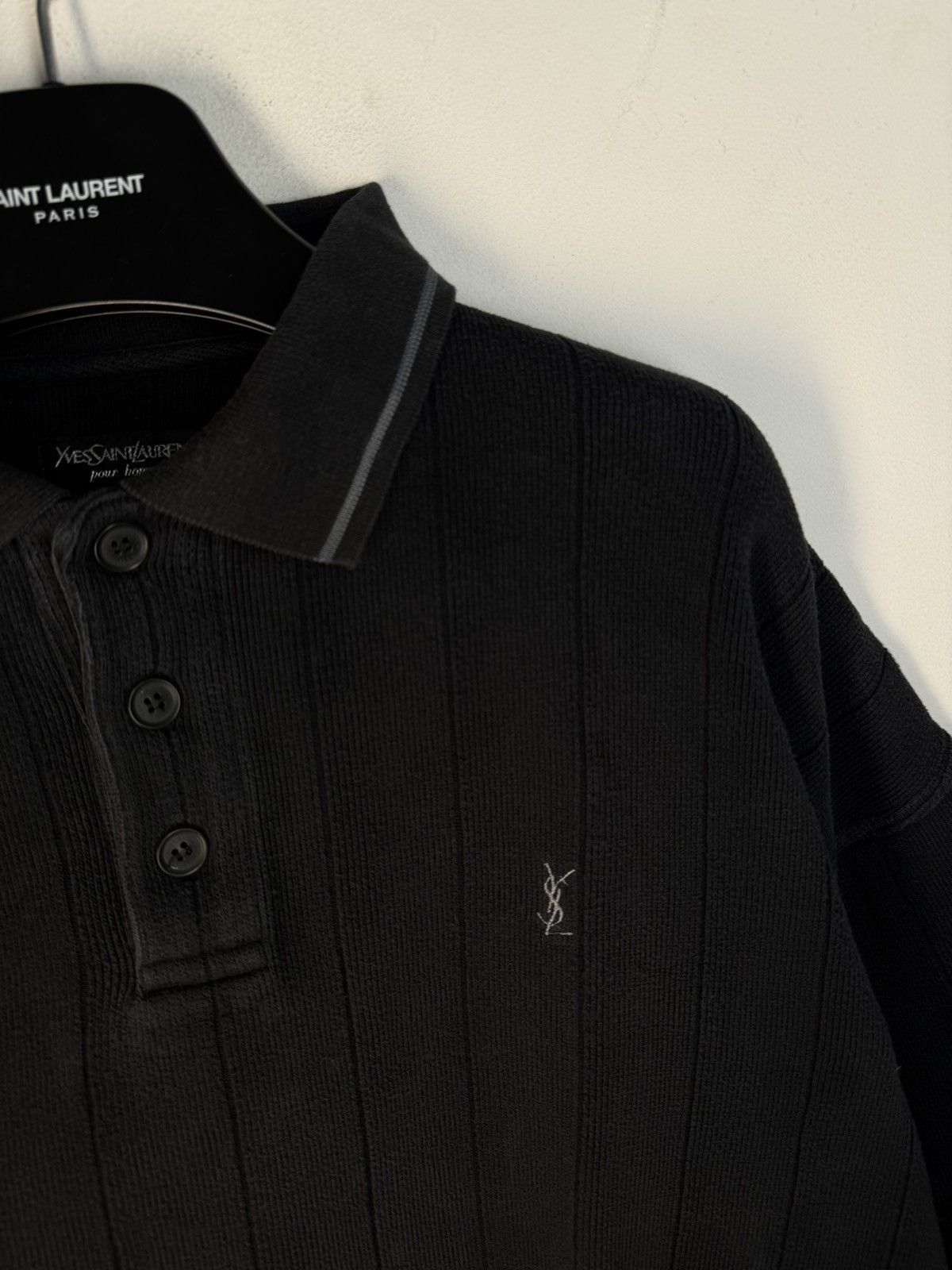 Yves Saint Laurent 90s YSL Sweatshirt Black Sweater Vintage Quarter Zip Up Size US XL / EU 56 / 4 - 3 Thumbnail