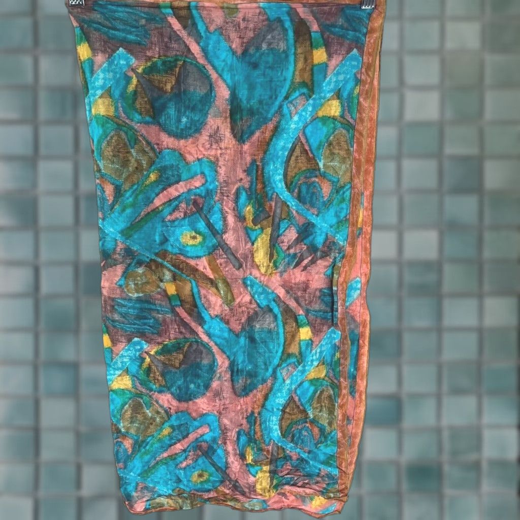 Vintage VINTAGE Elaine Gold Silk Square Scarf Blue Floral 31x31 Inch Classic Womens Size ONE SIZE - 1 Thumbnail