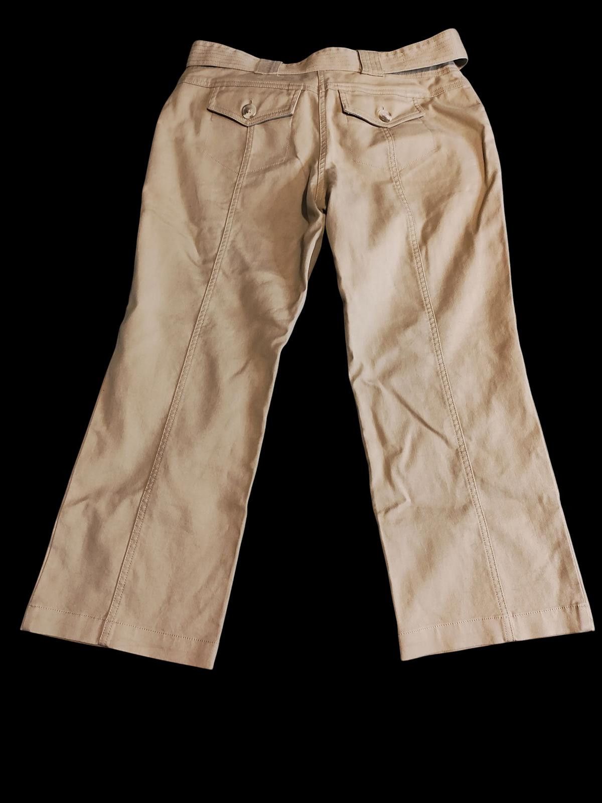 Isaac Mizrahi Isaac Mizrahi Women's Beige Wide Leg Capri Pants with Belt Size 28" / US 6 / IT 42 - 5 Thumbnail