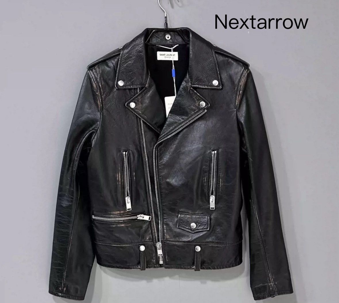 Saint Laurent Paris × Yves Saint Laurent SAINT LAURENT Little Cat Red WineMotorcycle Leather Jacket Size US M / EU 48-50 / 2 - 1 Thumbnail
