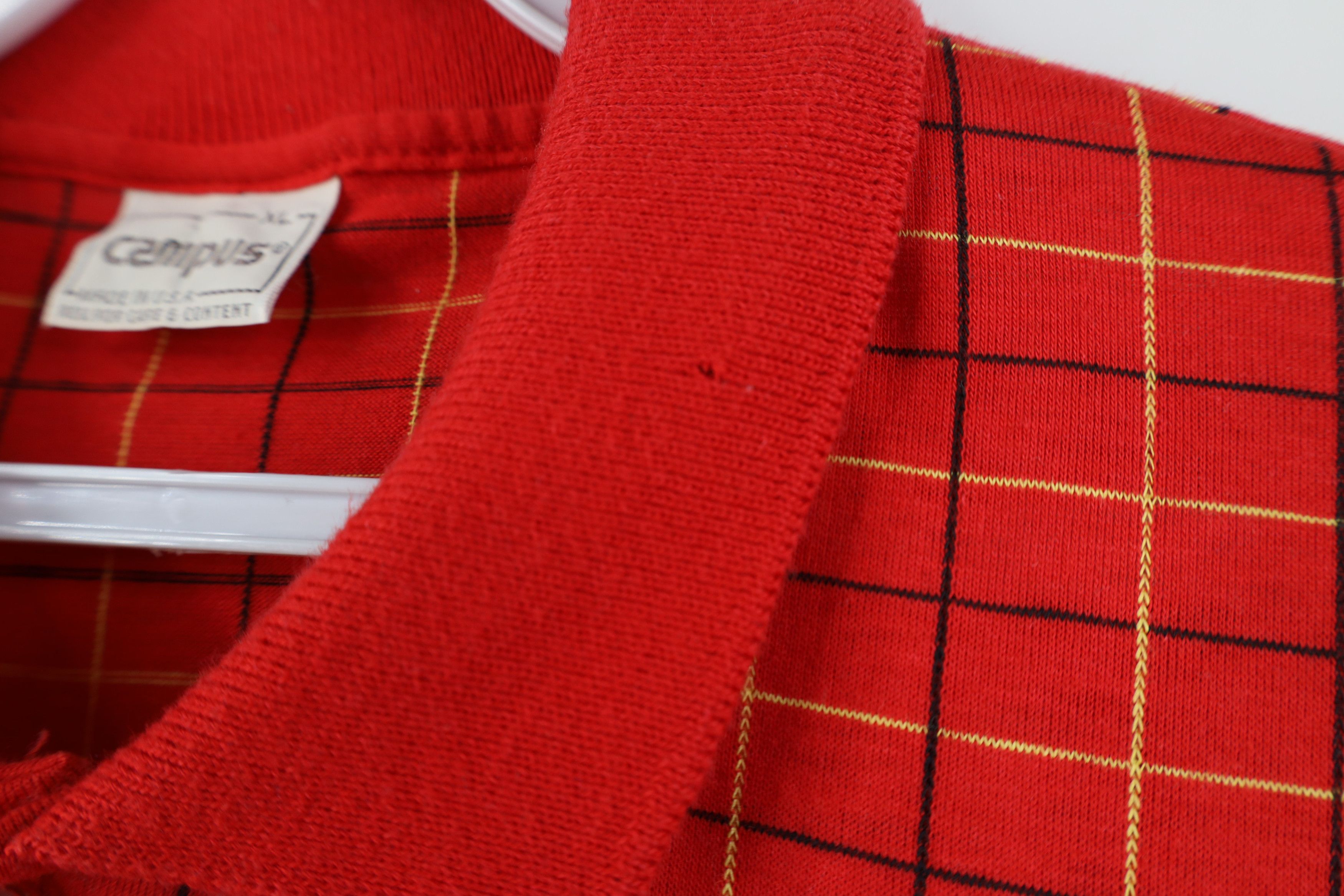 Vintage Vintage 70s Streetwear Collared Golf Polo Shirt Plaid USA Size US XL / EU 56 / 4 - 5 Thumbnail