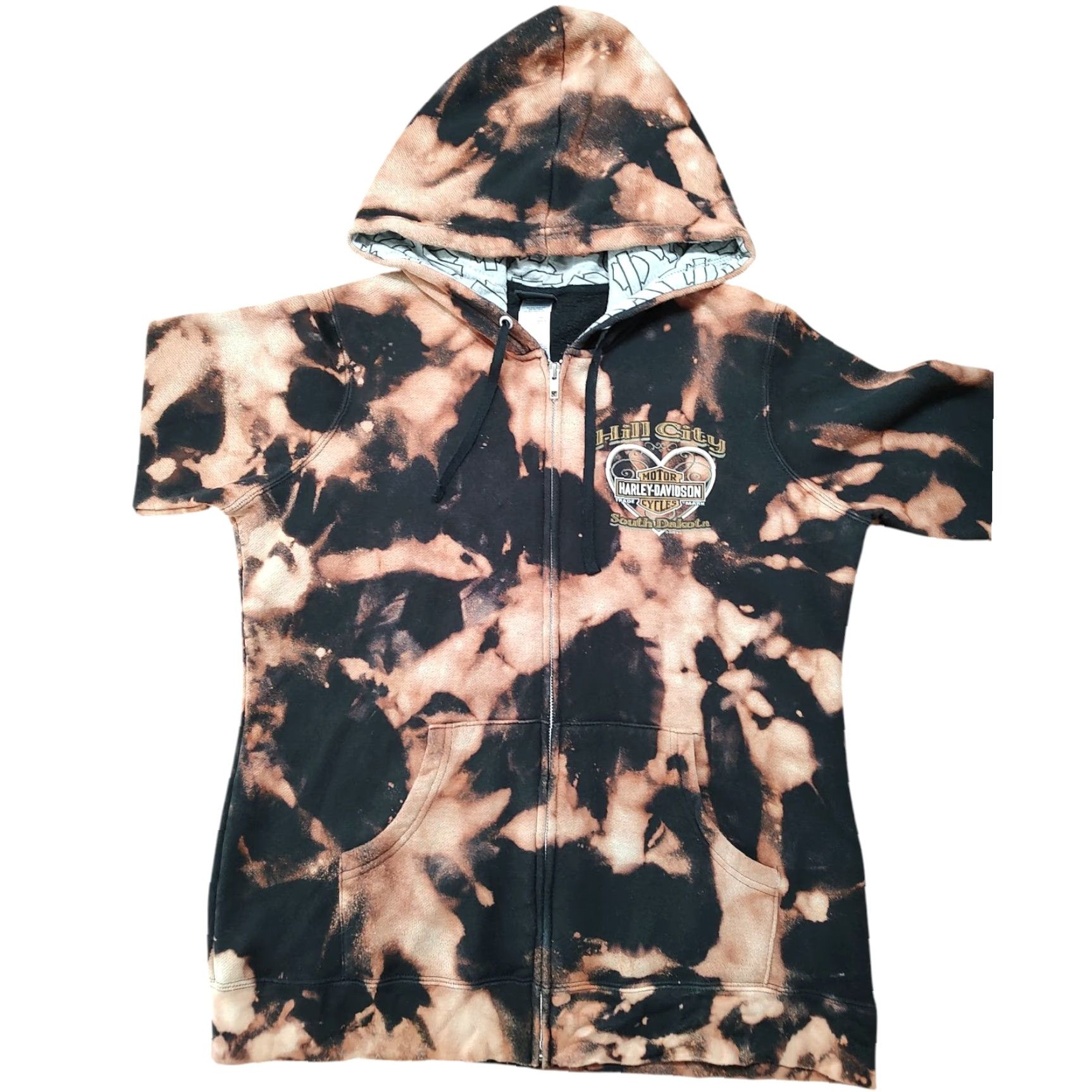 Harley Davidson Harley-Davidson Womens Tag L Hoodie Sweatshirt Full Zip Biker Tie Dye Acid Wash Black Size L Size L / US 10 / IT 46 - 4 Thumbnail