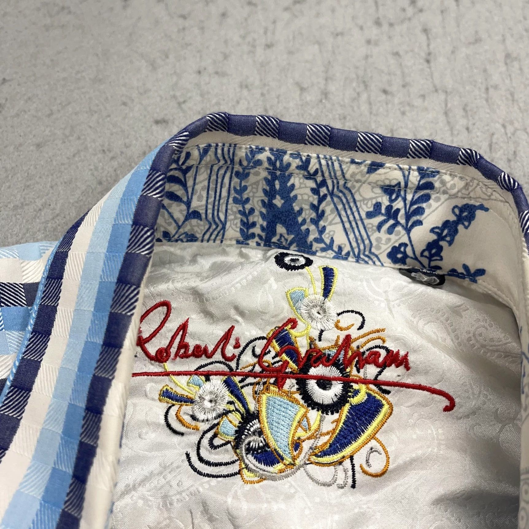 Robert Graham Robert Graham Shirt Mens M Blue Stripe Paisley Flip Cuff Button Casual Size US M / EU 48-50 / 2 - 5 Thumbnail