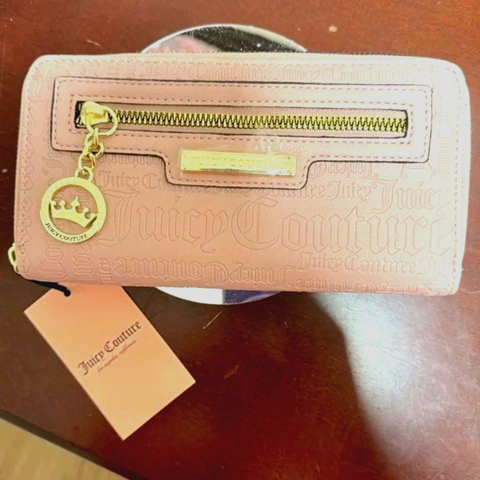 Juicy Couture Juicy Couture Deboss Word Play Zip Around Wallet Dusty Blush Size ONE SIZE - 6 Thumbnail