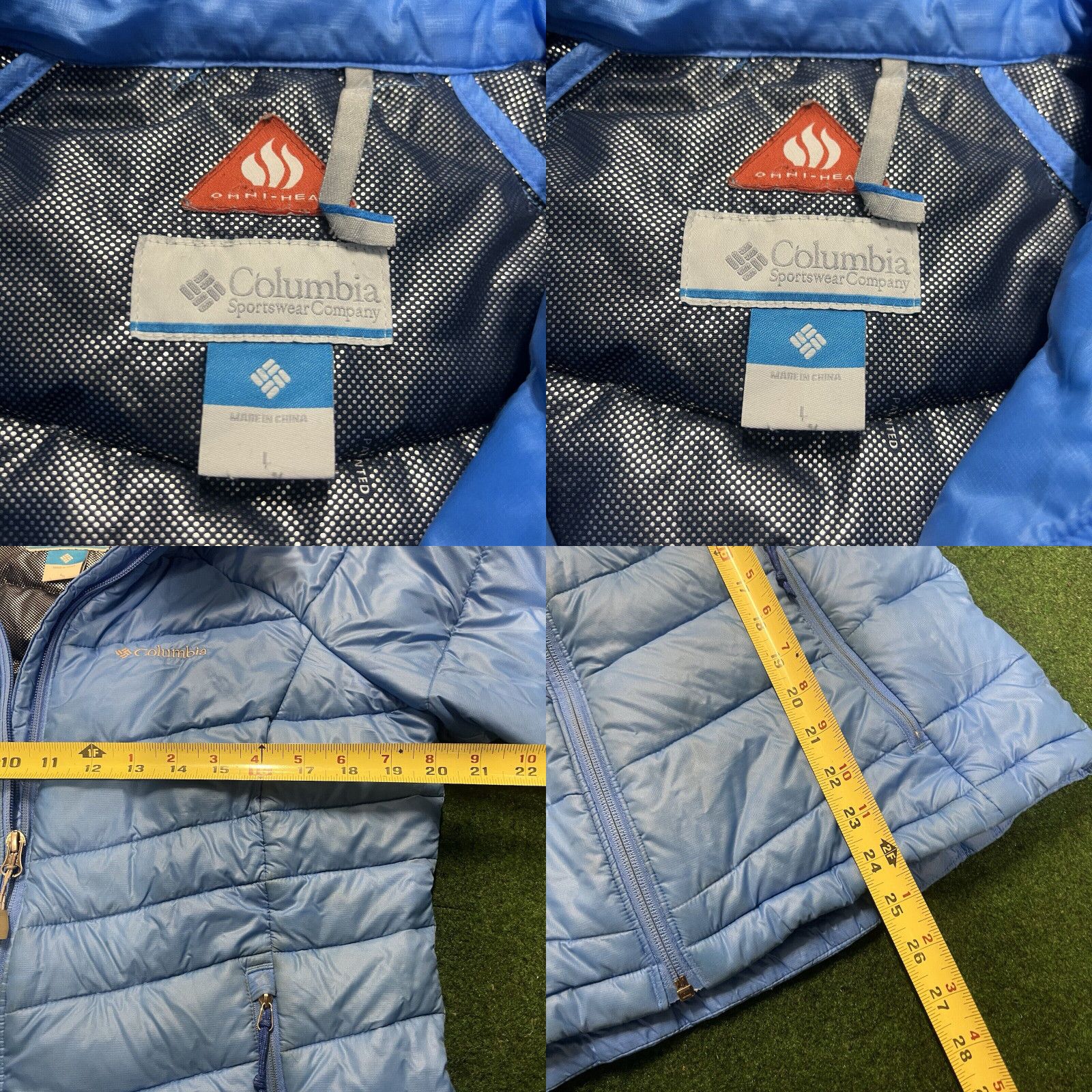 Vintage Columbia Jacket Women’s Larg Blue Full Zip Logo Omni Heat Turbo Down Puffer Coat Size L / US 10 / IT 46 - 8 Thumbnail
