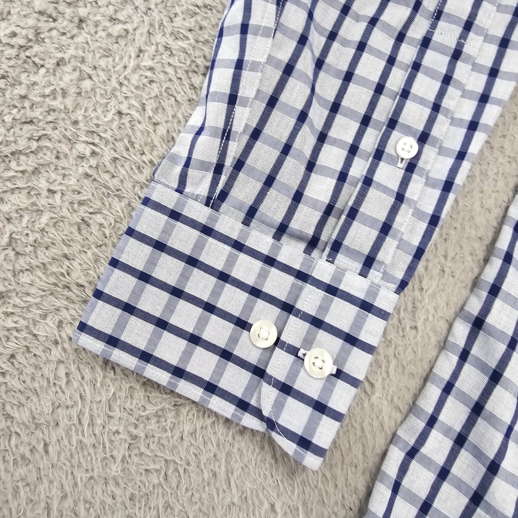 Nordstrom Nordstrom Shirt Mens M Navy Check Regular Fit Cotton Travel Button Up Shirt Size US M / EU 48-50 / 2 - 4 Thumbnail