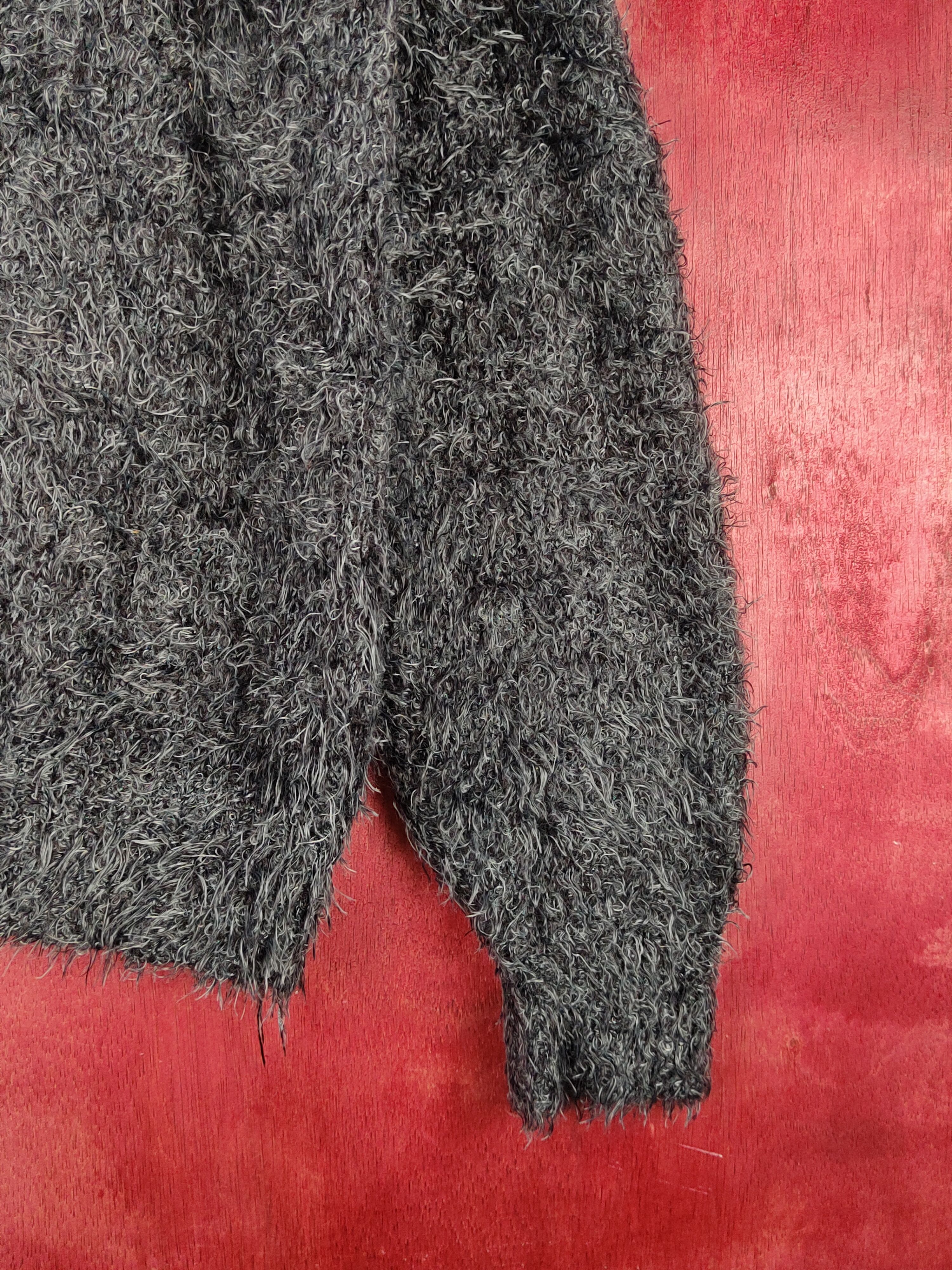 Vintage Dirz Black Shag Shaggy Fur Mohair Knitwear #S1961 Size L / US 10 / IT 46 - 6 Thumbnail
