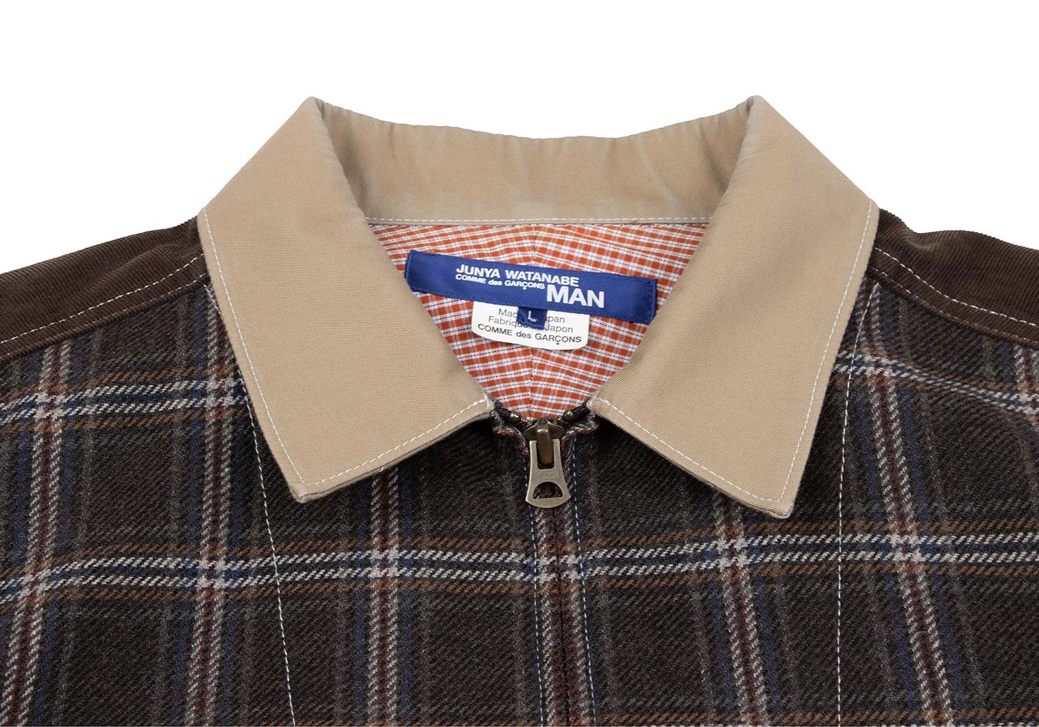 Junya Watanabe Checkered Corduroy Patchwork Zip Jacket in Brown Beige L Size US L / EU 52-54 / 3 - 2 Thumbnail