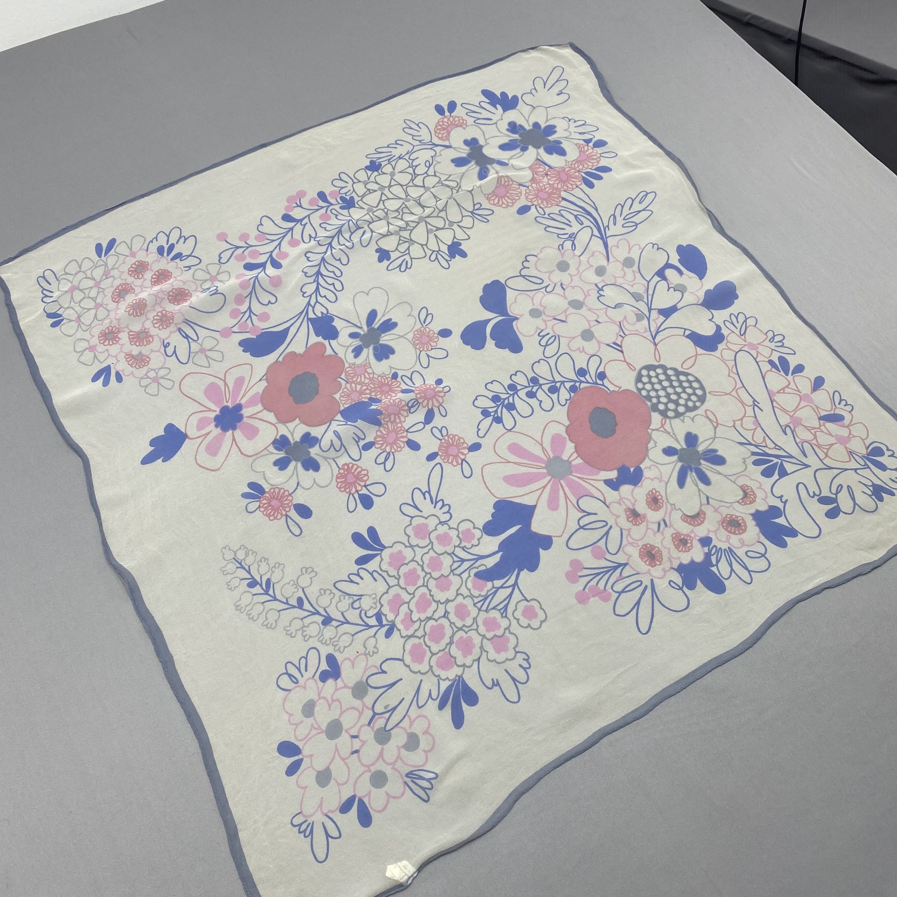 Japanese Brand Vintage Flower Bloom SILK Scarf Twill Stole Wraps Scarves Size ONE SIZE - 3 Thumbnail