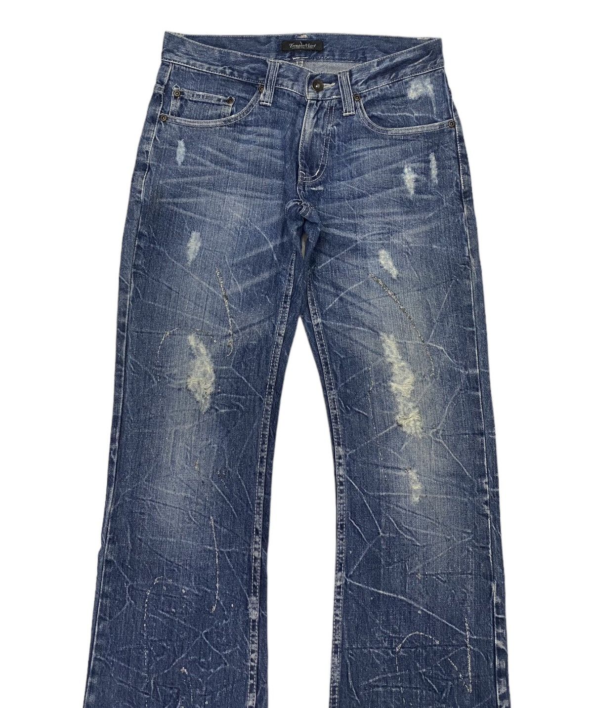 If Six Was Nine × Le Grande Bleu (L.G.B.) × Tornado Mart 🔥TORNADO MART FLARE JEANS DISTRESS CUSTOM MADE DENIM JEANS Size US 30 / EU 46 - 5 Thumbnail