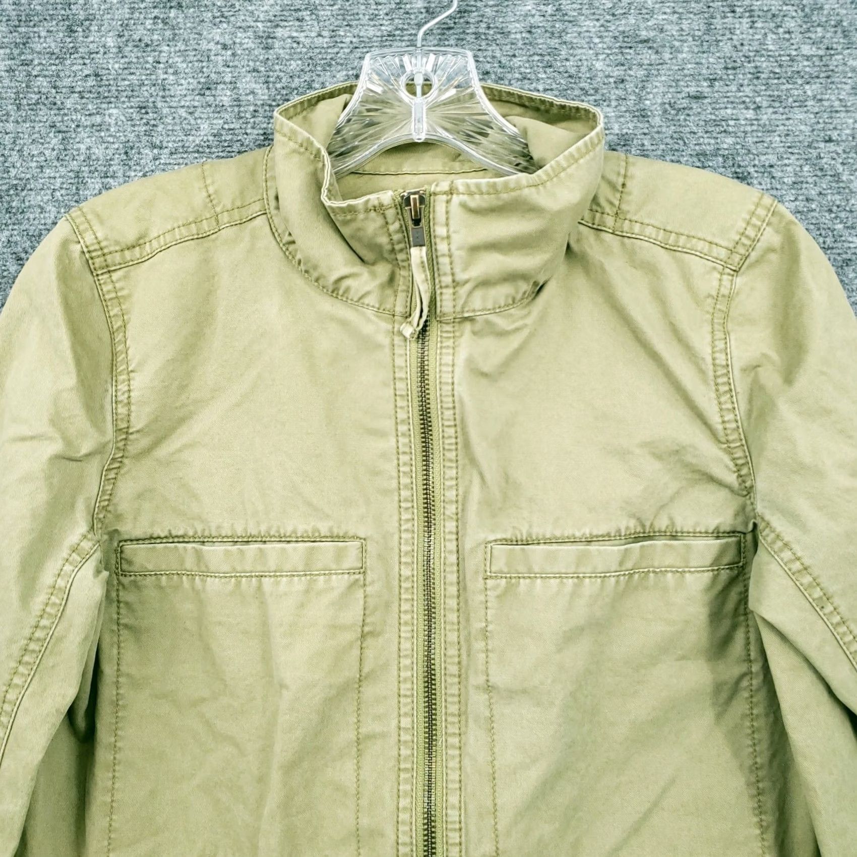 J.Crew J.CREW Jacket Women XS Green Cotton Pocket Utility Field Coat Full Zip Mock Neck Size XS / US 0-2 / IT 36-38 - 3 Thumbnail