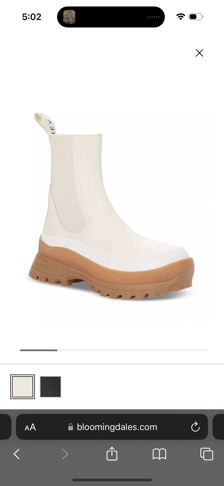 image of Stella Mccartney Trace Lug Sole Boot in White, Women's (Size 8)