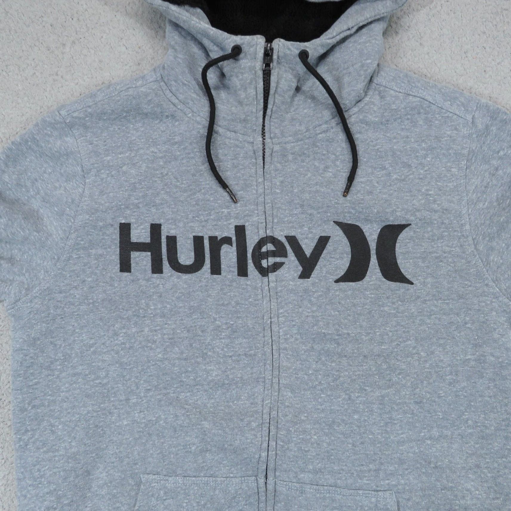 Hurley Hurley Hoodie Mens Small Y2K Sherpa Fleece Lined Full Zip Skater Grunge Jacket Size US S / EU 44-46 / 1 - 4 Thumbnail